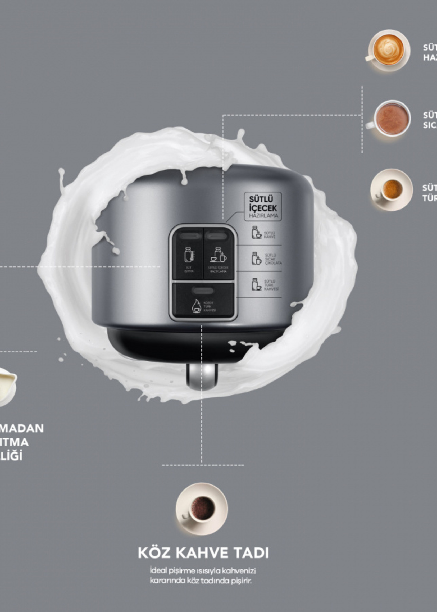 Karaca Hatır Mod Milk Turkish Coffee Machine Silver