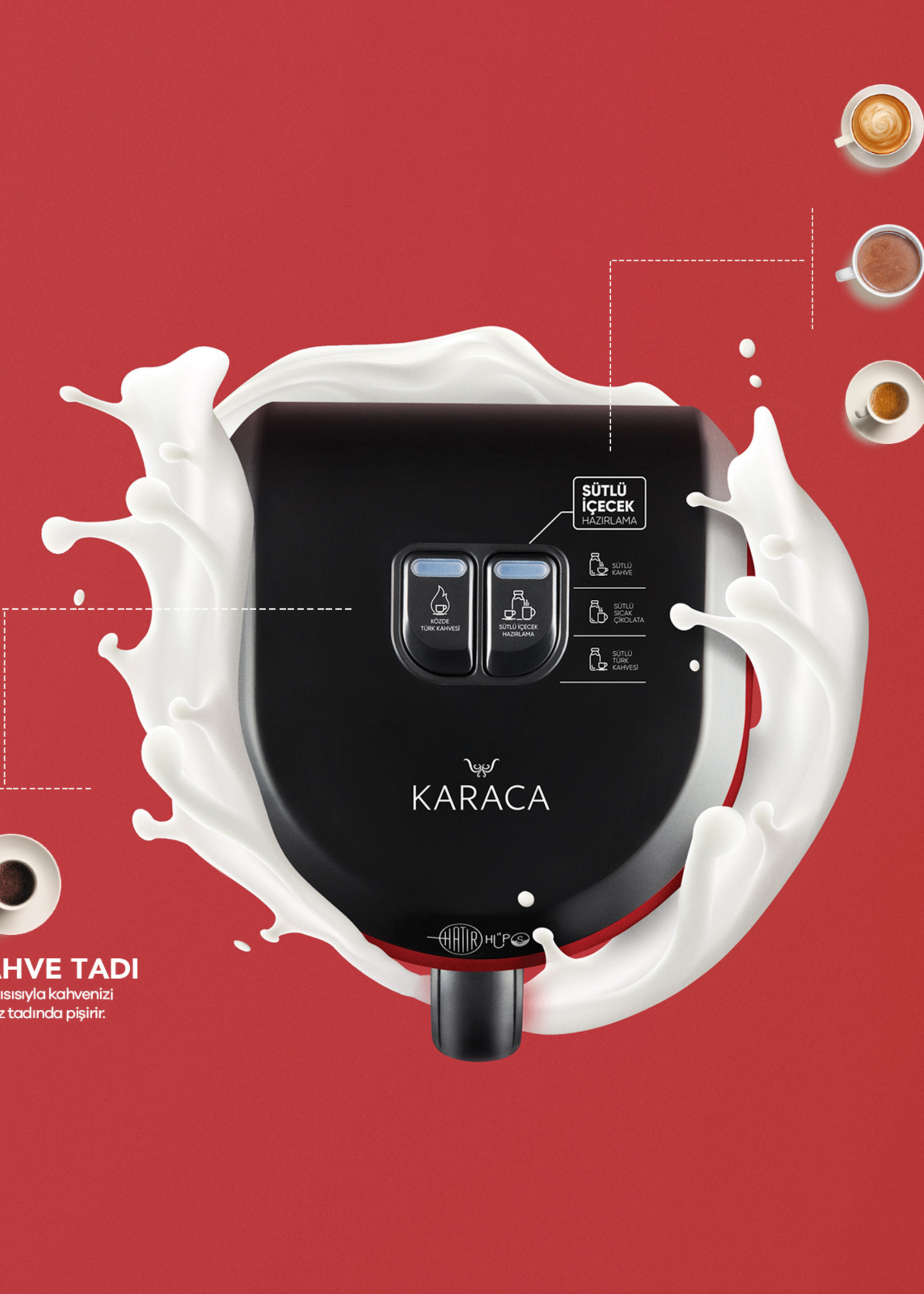 Karaca Hatır Hüps Milk Turkish Coffee Machine Red