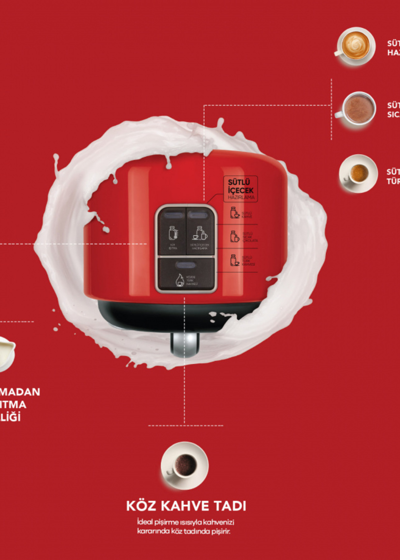 Karaca Hatır Mod Milk Turkish Coffee Machine Red