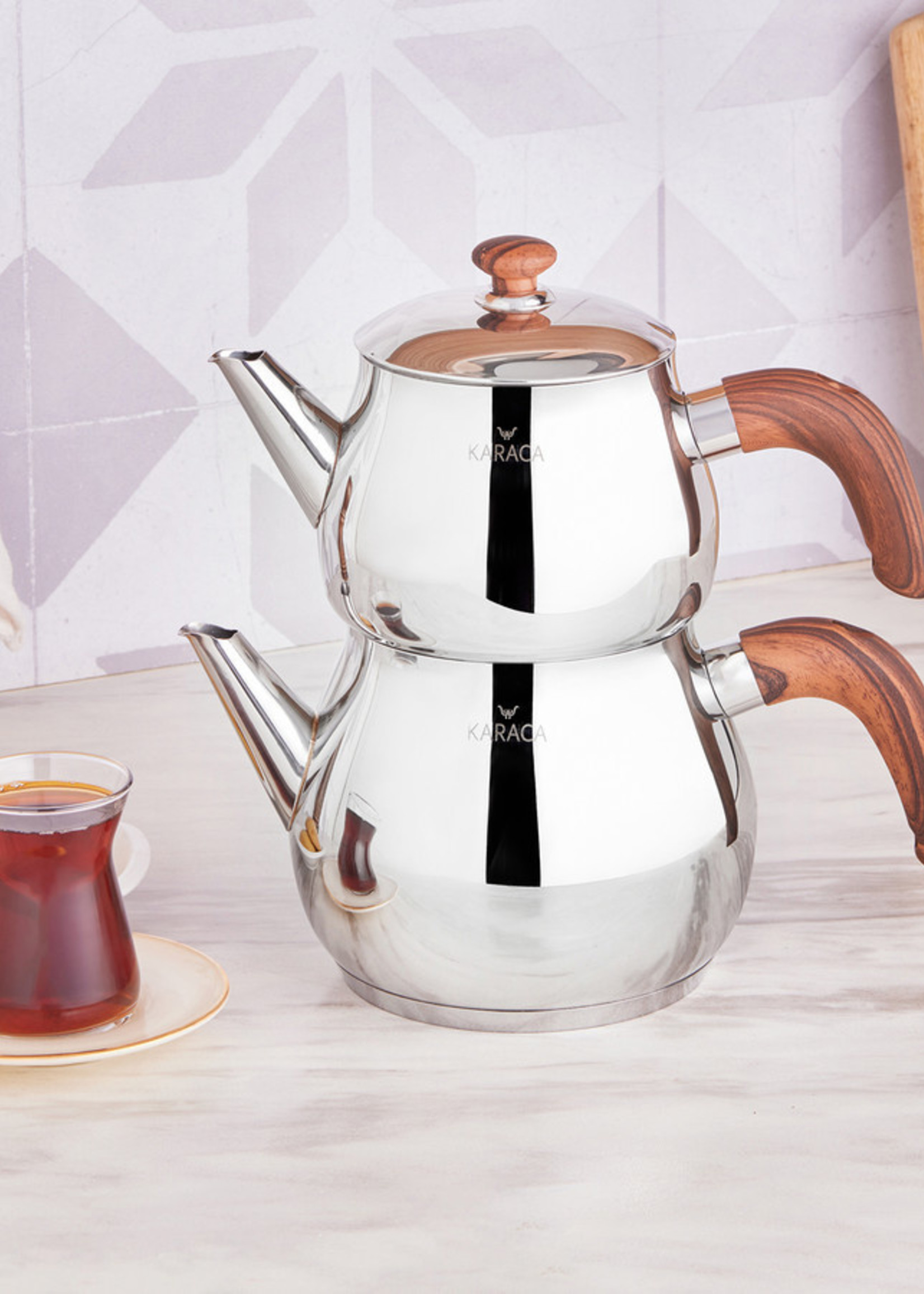 Karaca Silva Steel Teapot Set