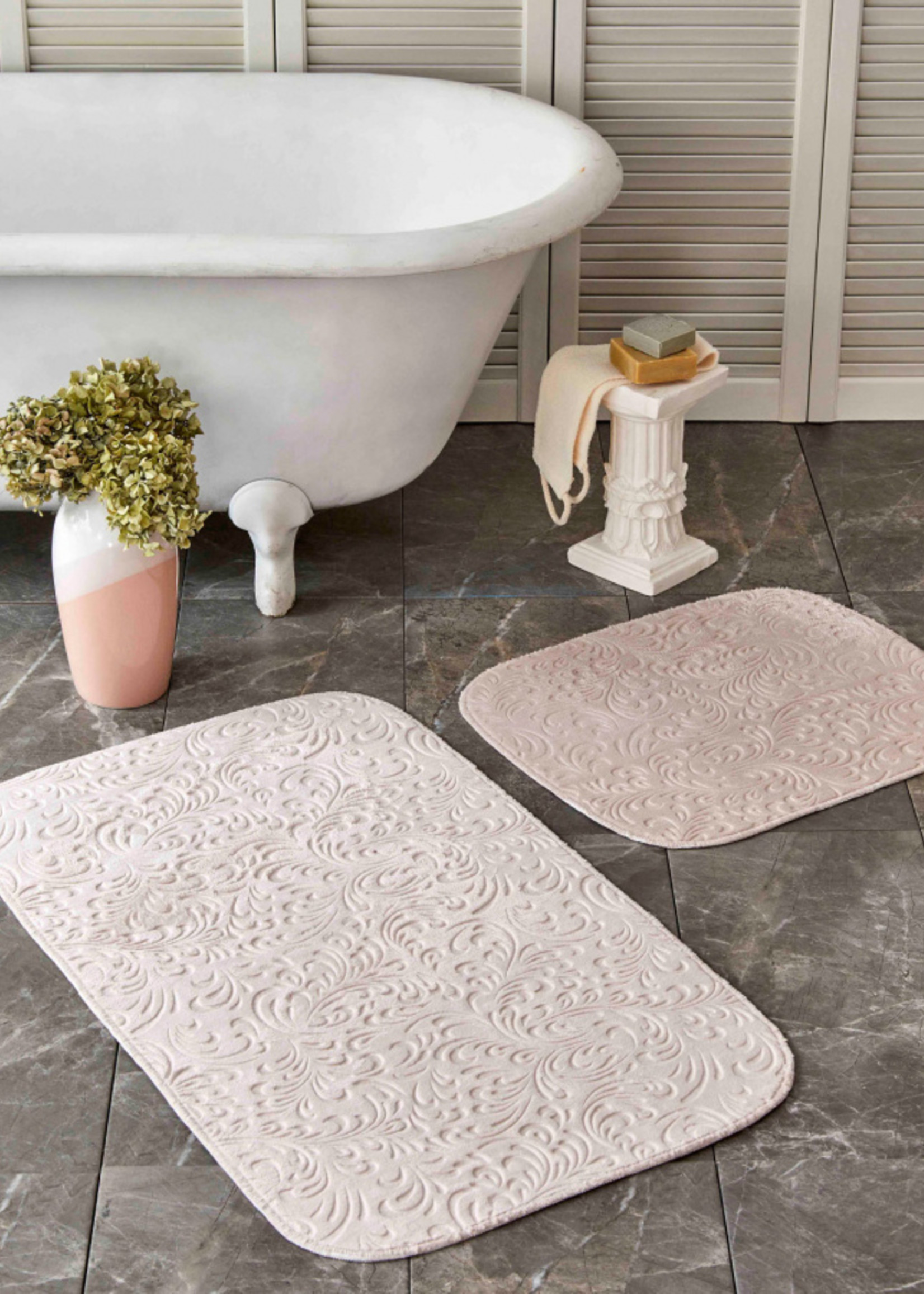 Karaca Home Delora Powder 2 Pieces Bath Mat