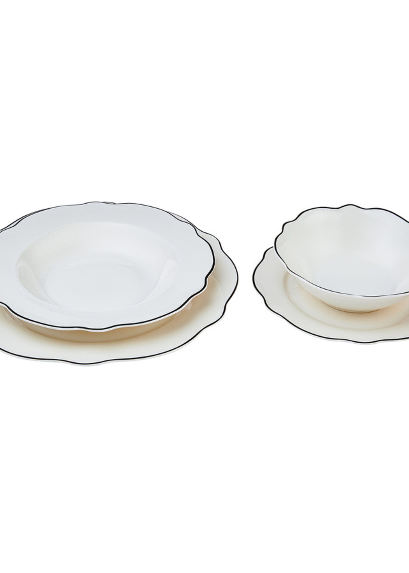 Karaca Almond Black Line 24 Pieces 6 Person Dinnerware