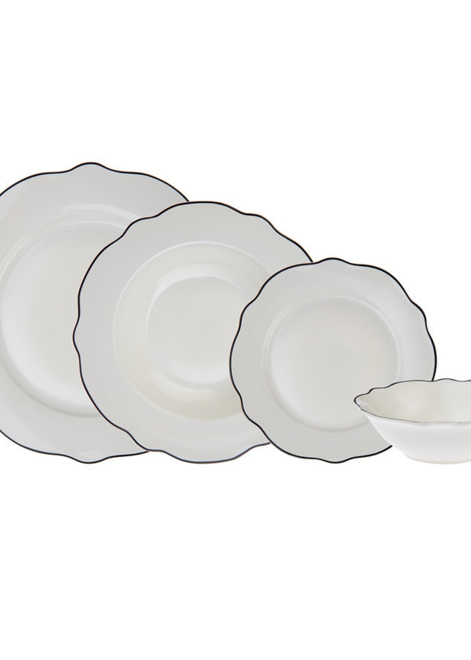 Karaca Almond Black Line 24 Pieces 6 Person Dinnerware