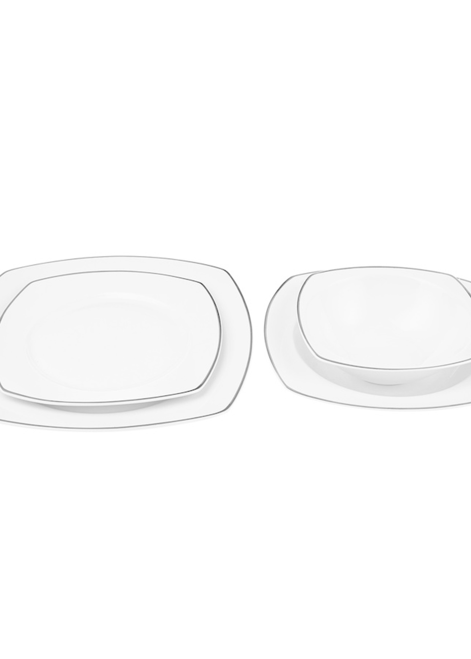 Karaca Adelia 24 Pieces 6 Person Porcelain Platinum Half Square Dinnerware