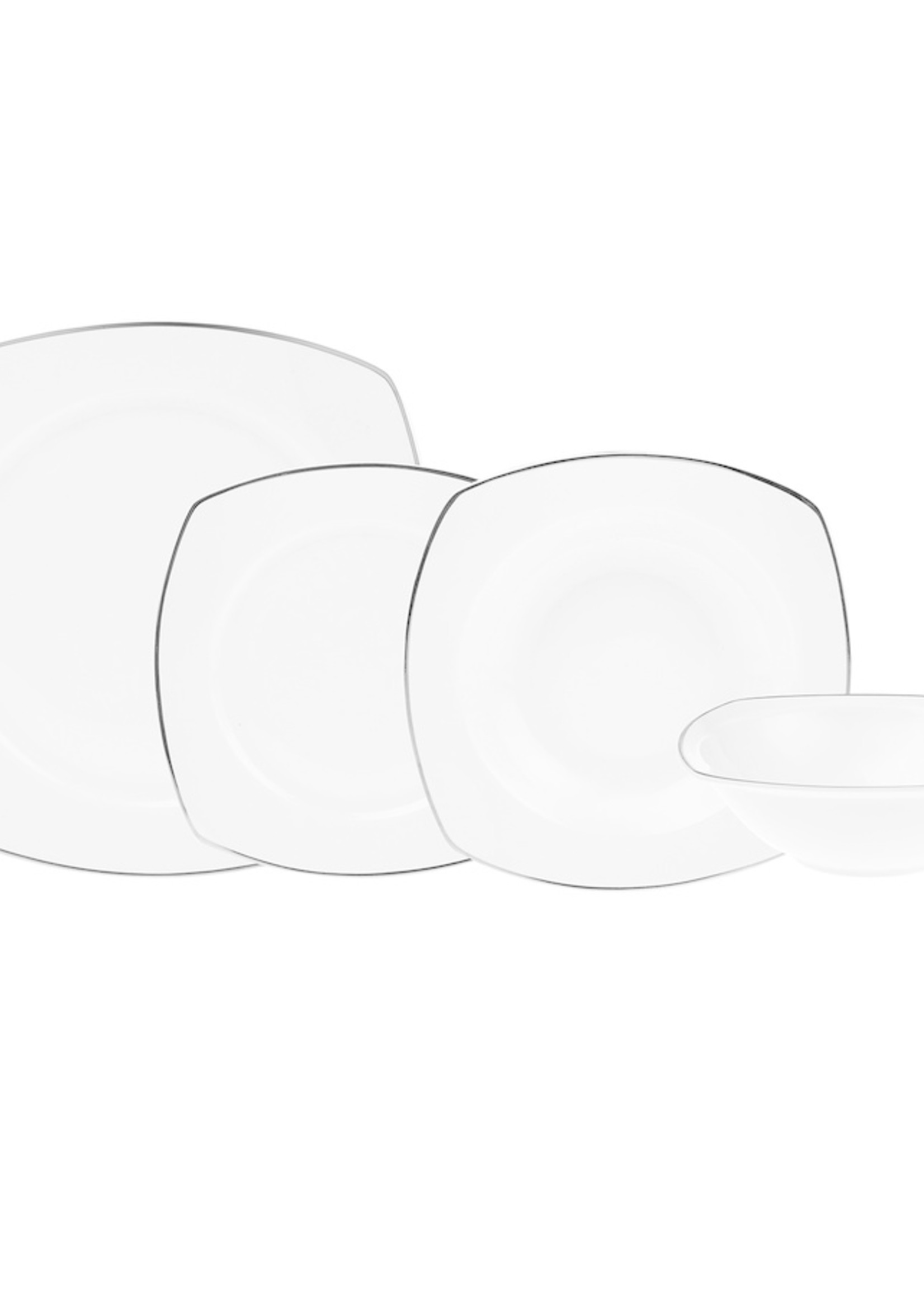 Karaca Adelia 24 Pieces 6 Person Porcelain Platinum Half Square Dinnerware
