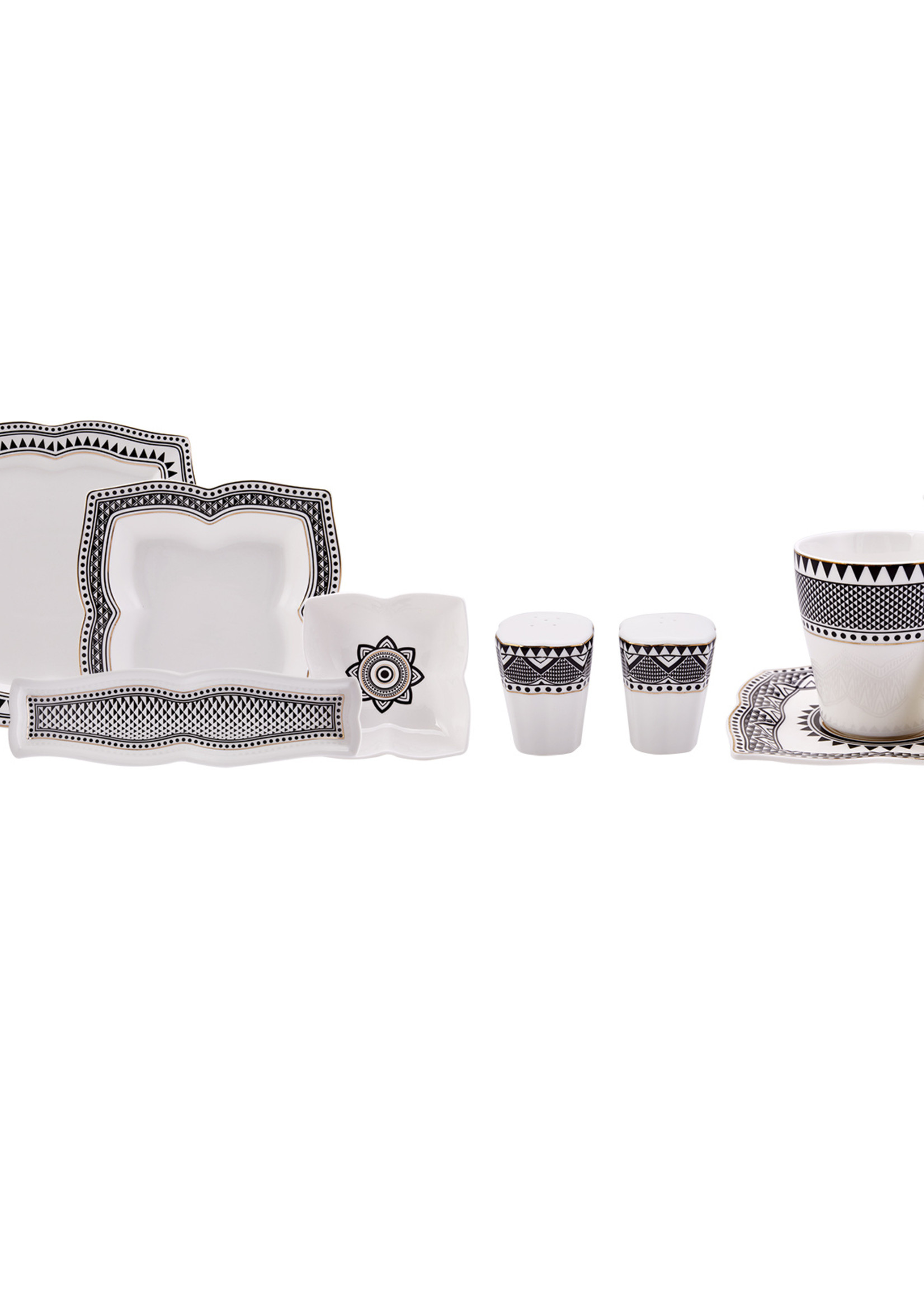 Karaca Globe 32 Pieces 6 Person Breakfast/Service Set Square