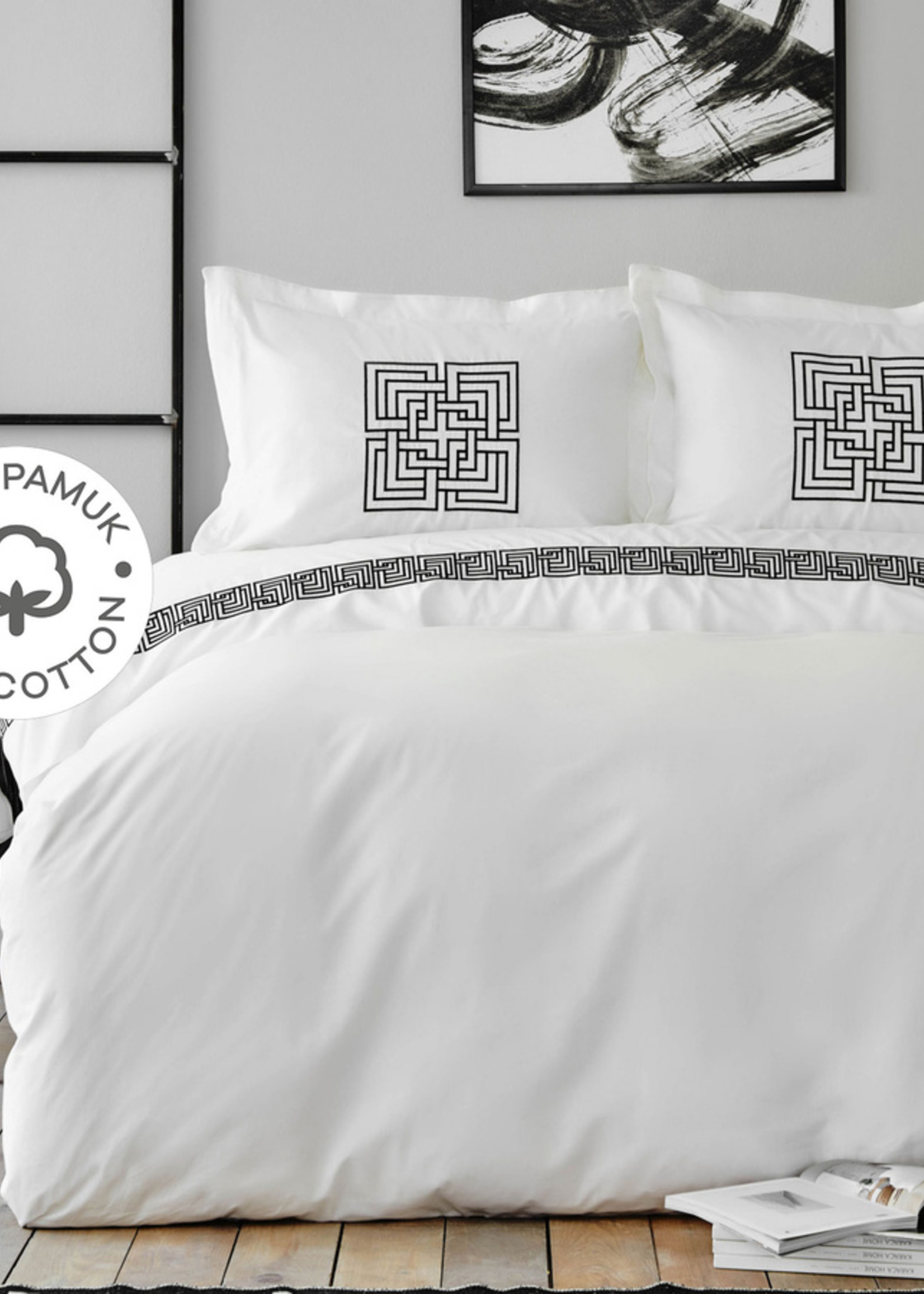 Karaca Home Bahia Black Embroidered 100% Cotton Double Linens Set