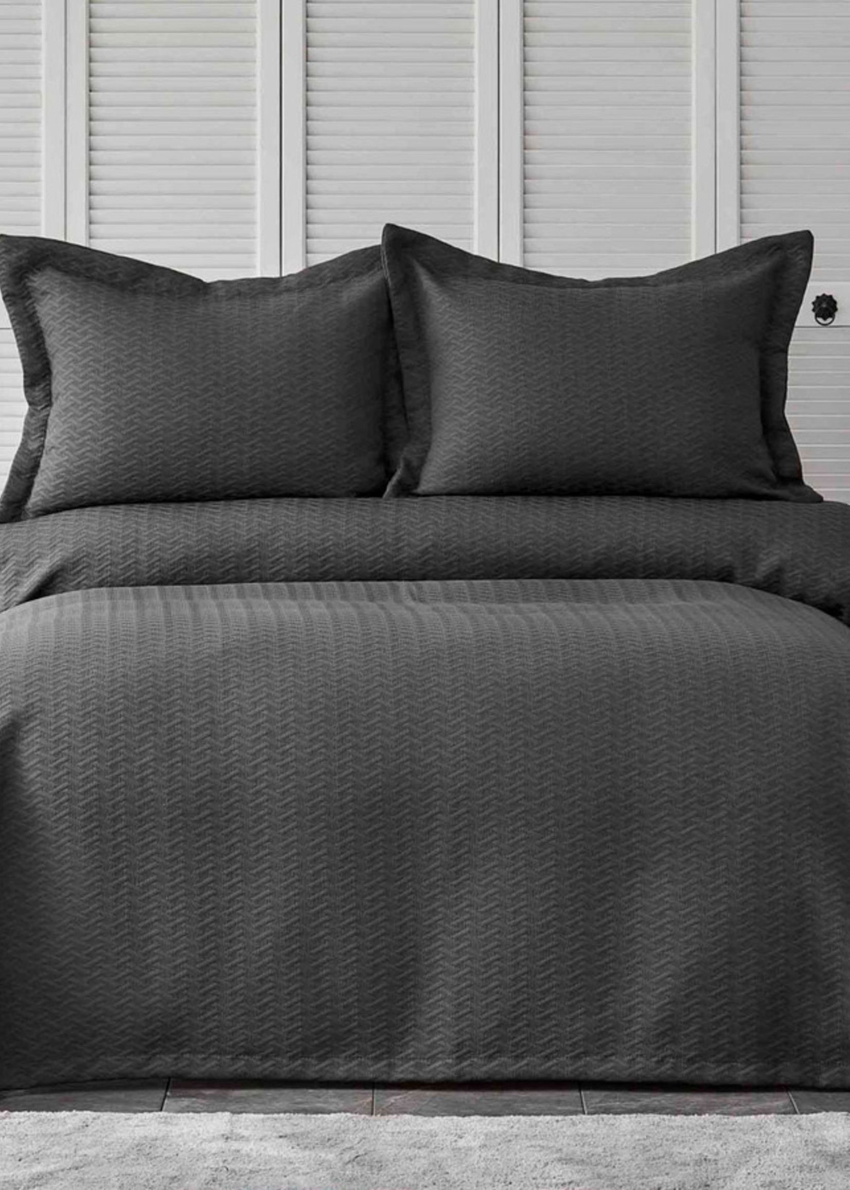 Karaca Home Charm Bold Anthracite Double Linen Set