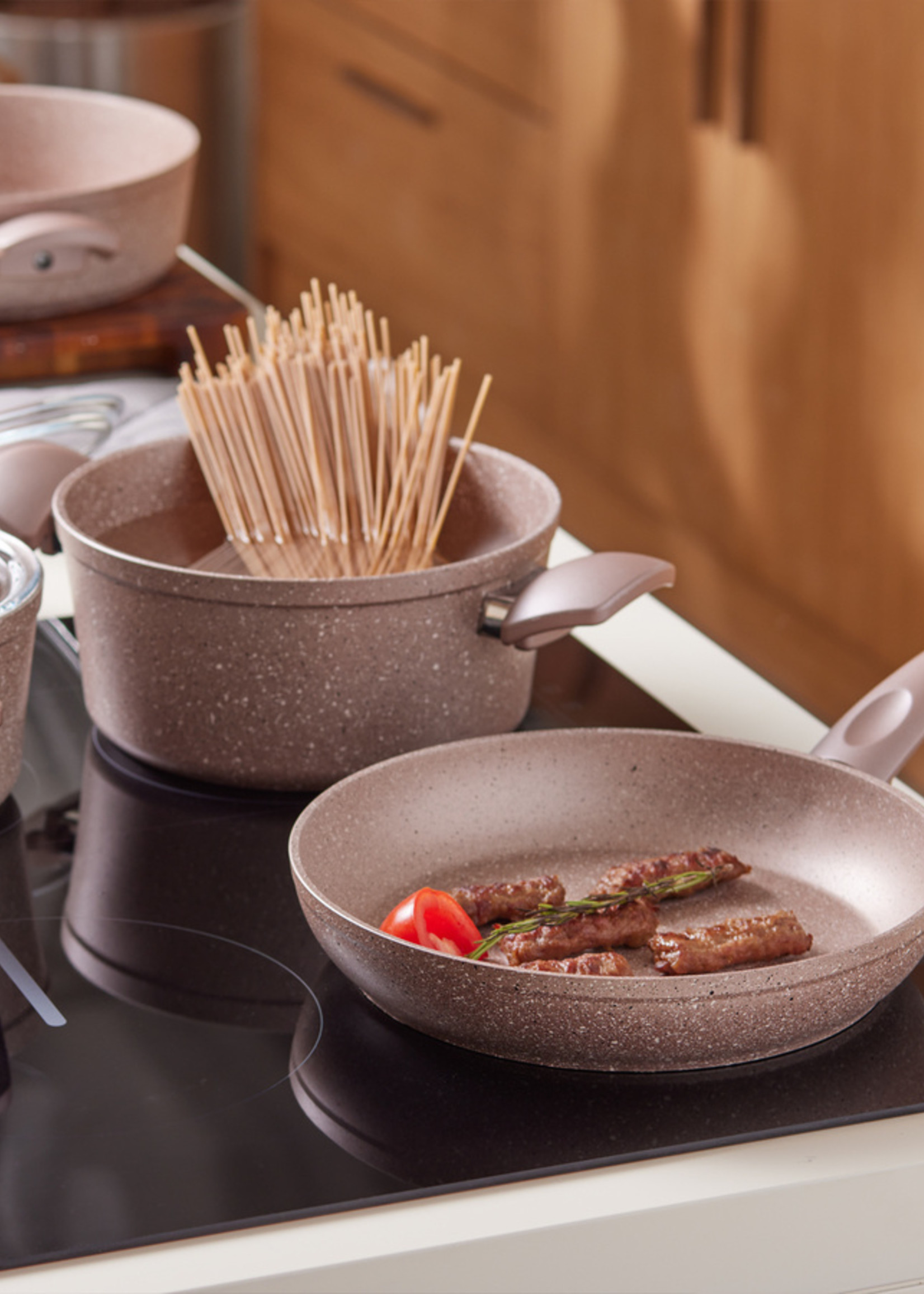 Karaca Biogranit Antique Rose New 7 Piece Cookware Set with Induction Base
