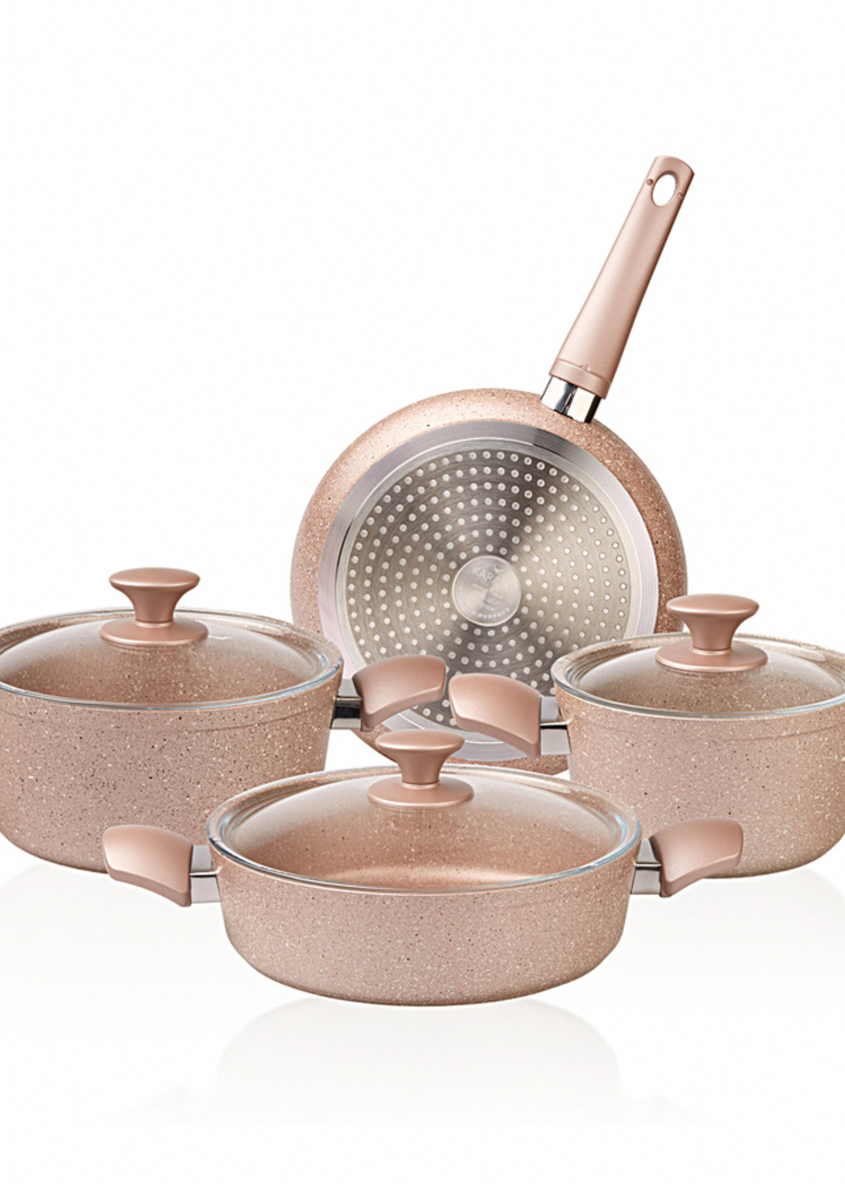 Karaca Biogranit Antique Rose New 7 Piece Cookware Set with Induction Base