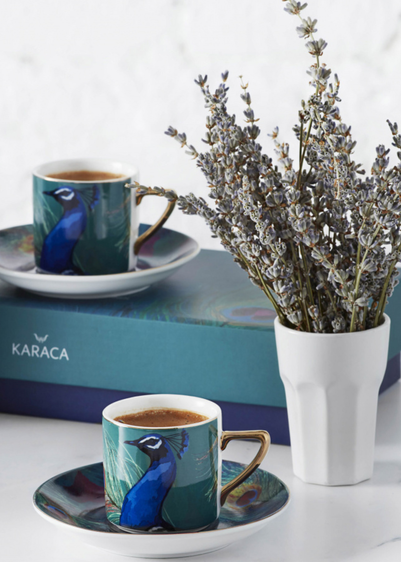 Karaca Peacock Set of 4 Coffee Cups 90 ml