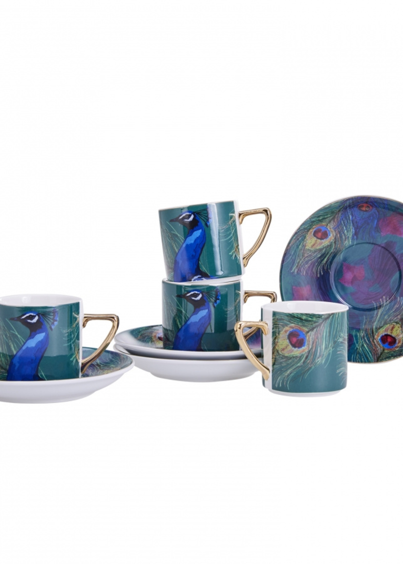 Karaca Peacock Set of 4 Coffee Cups 90 ml