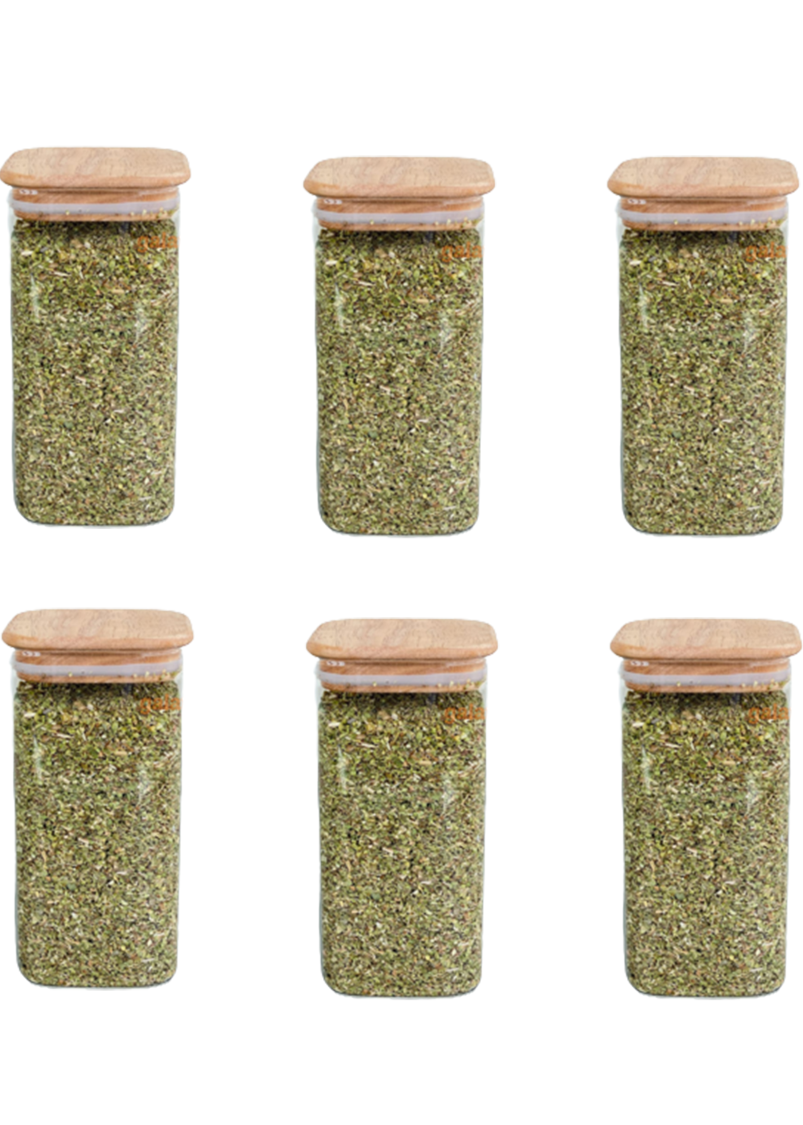 Arow 6 Pieces 1100ml Bamboo Spice Holder with Lid