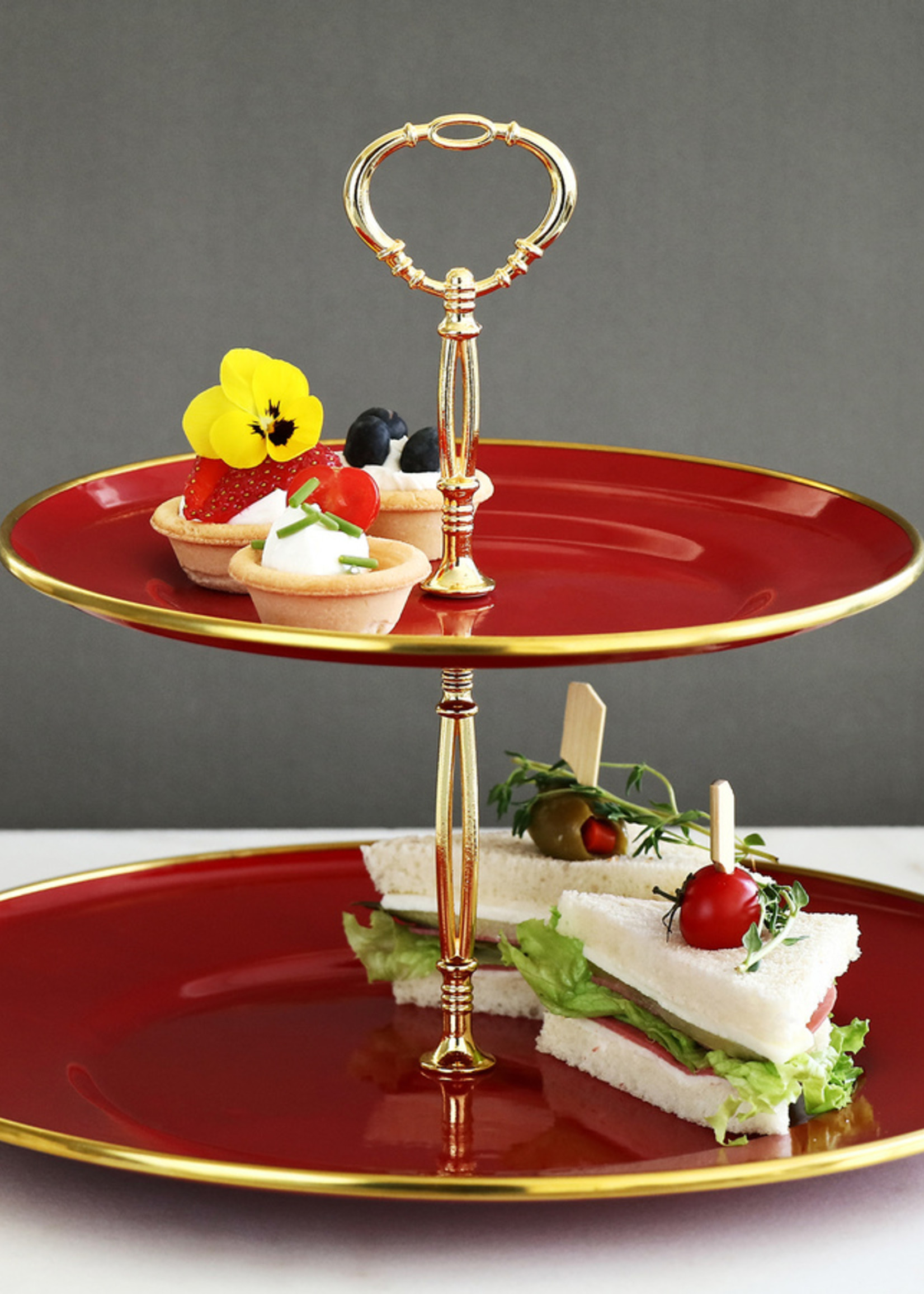 Karaca Troy Layered Cookie Holder Red
