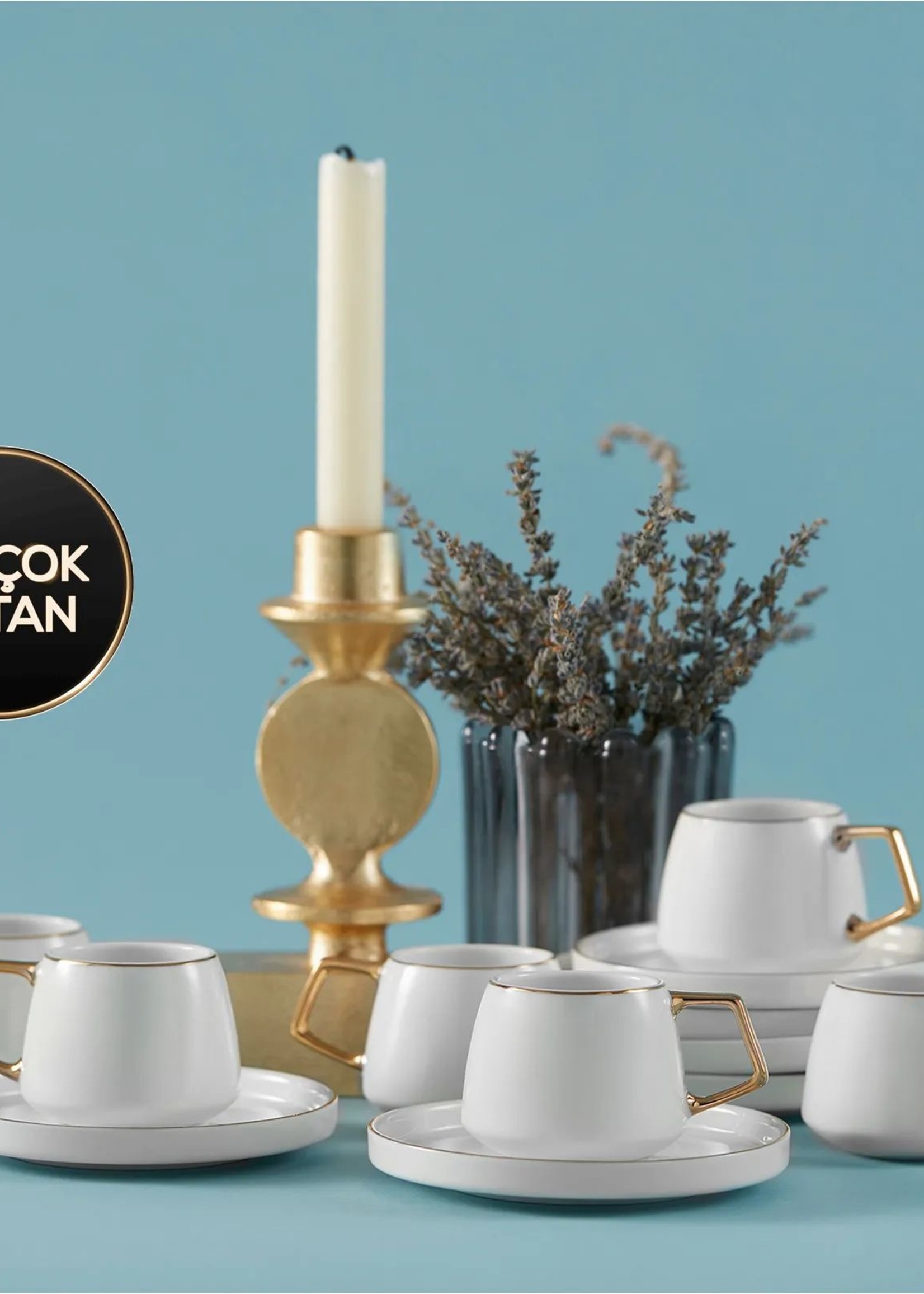 Karaca Saturn Set of 6 Coffee Cups 90 ml Gold