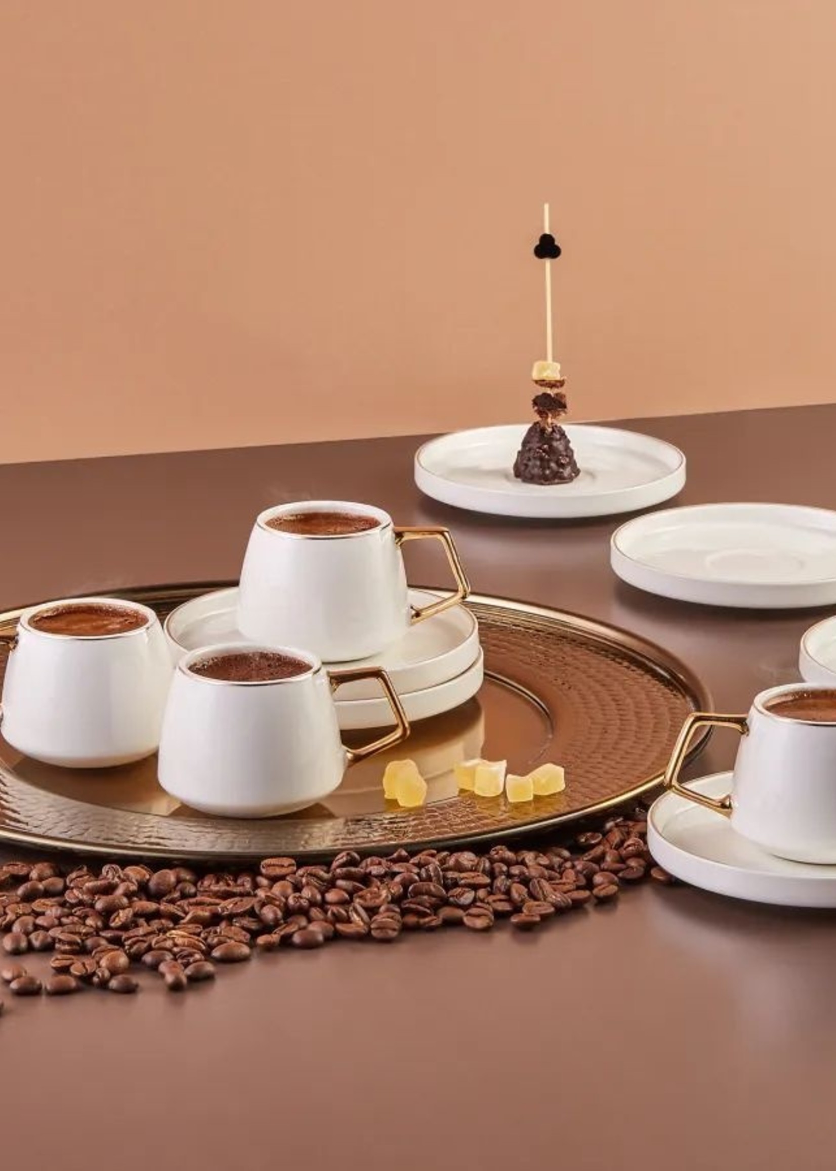Karaca Saturn Set of 6 Coffee Cups 90 ml Gold