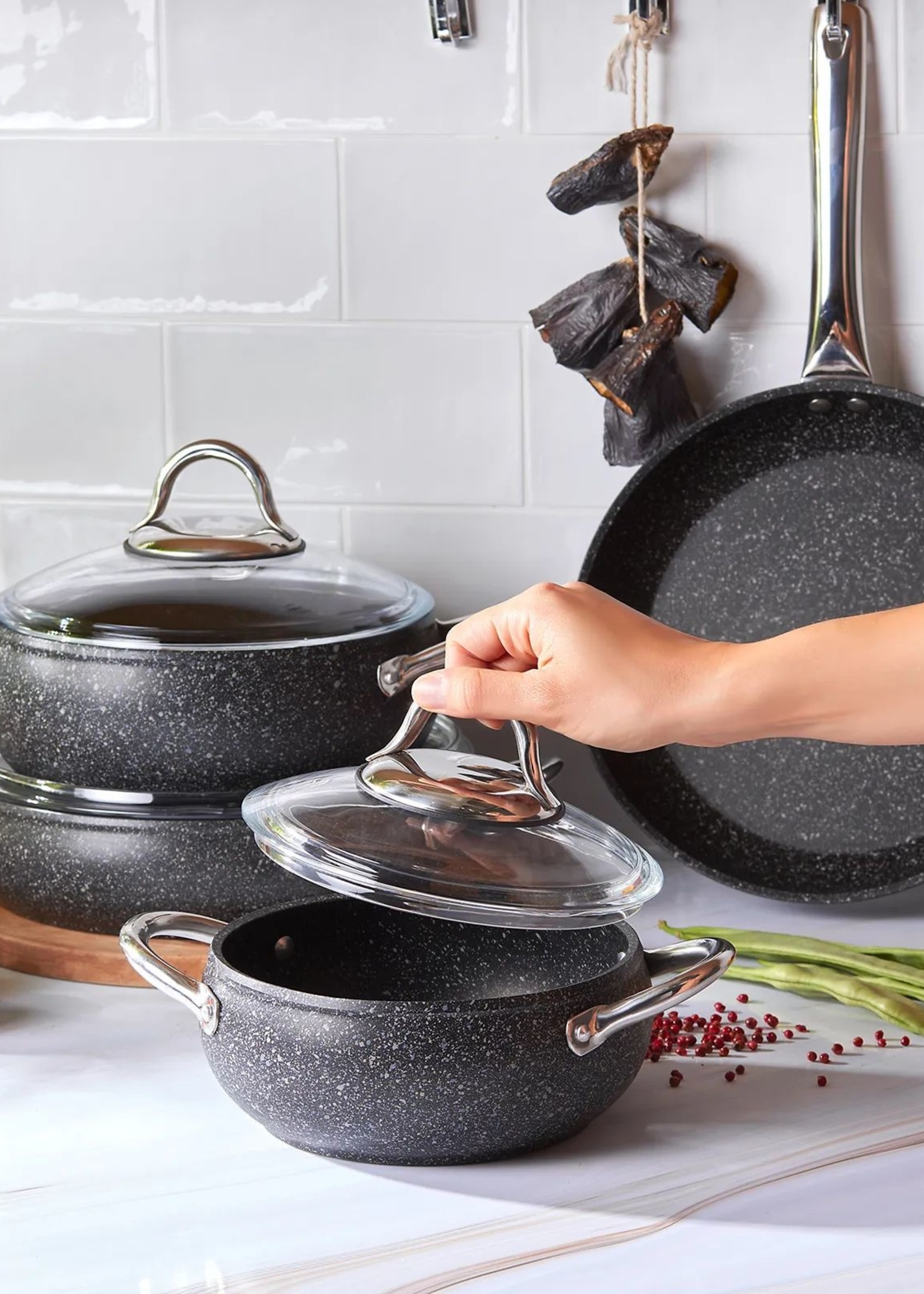 Karaca Avanos New Bio Granite 7 Piece Cookware Set