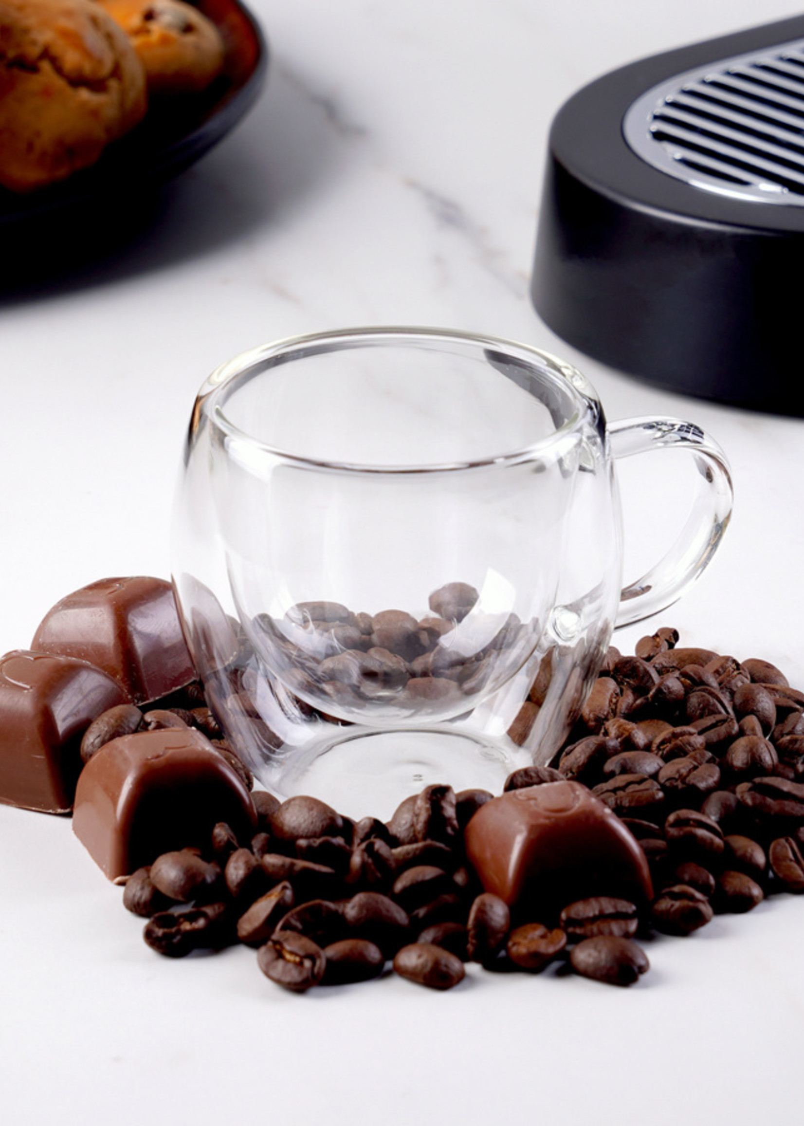 Karaca Borosilicate Double Enclosed Handled Glass Cup Set of 2 150Ml