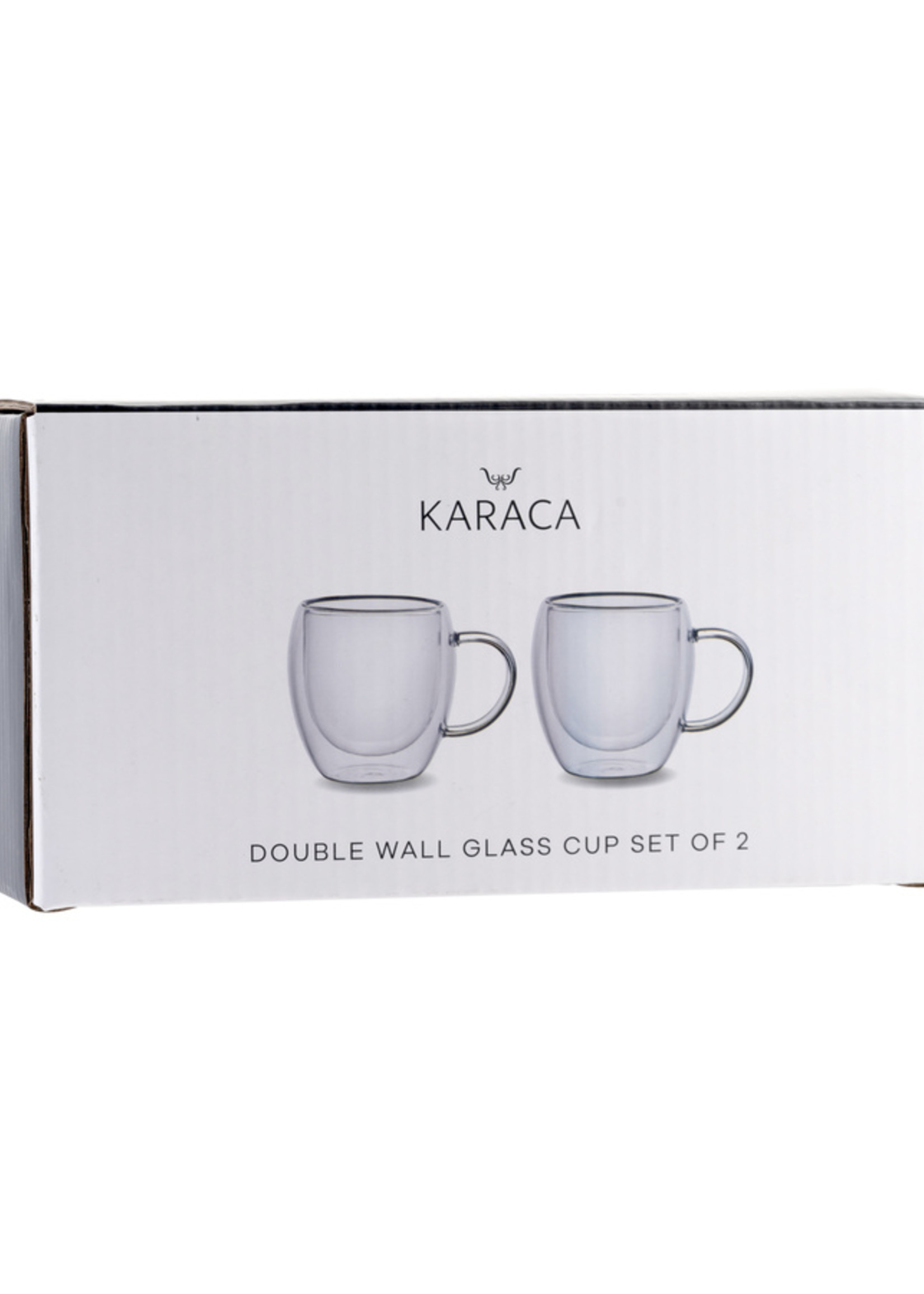 Karaca Borosilicate Double Enclosed Handled Glass Cup Set of 2 150Ml