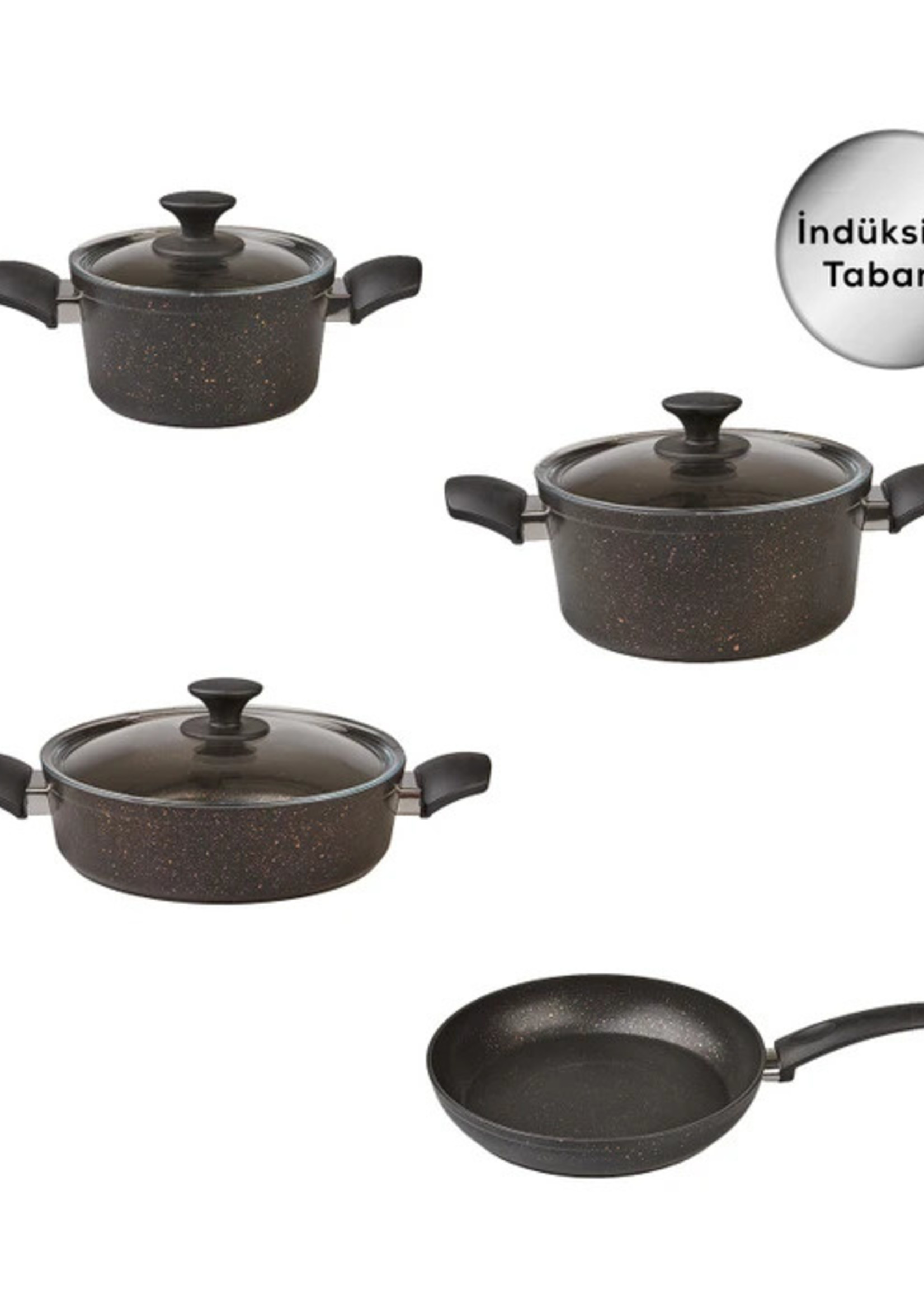 Karaca Biogranit Blackgold New 7 Piece Cookware Set with Induction Base