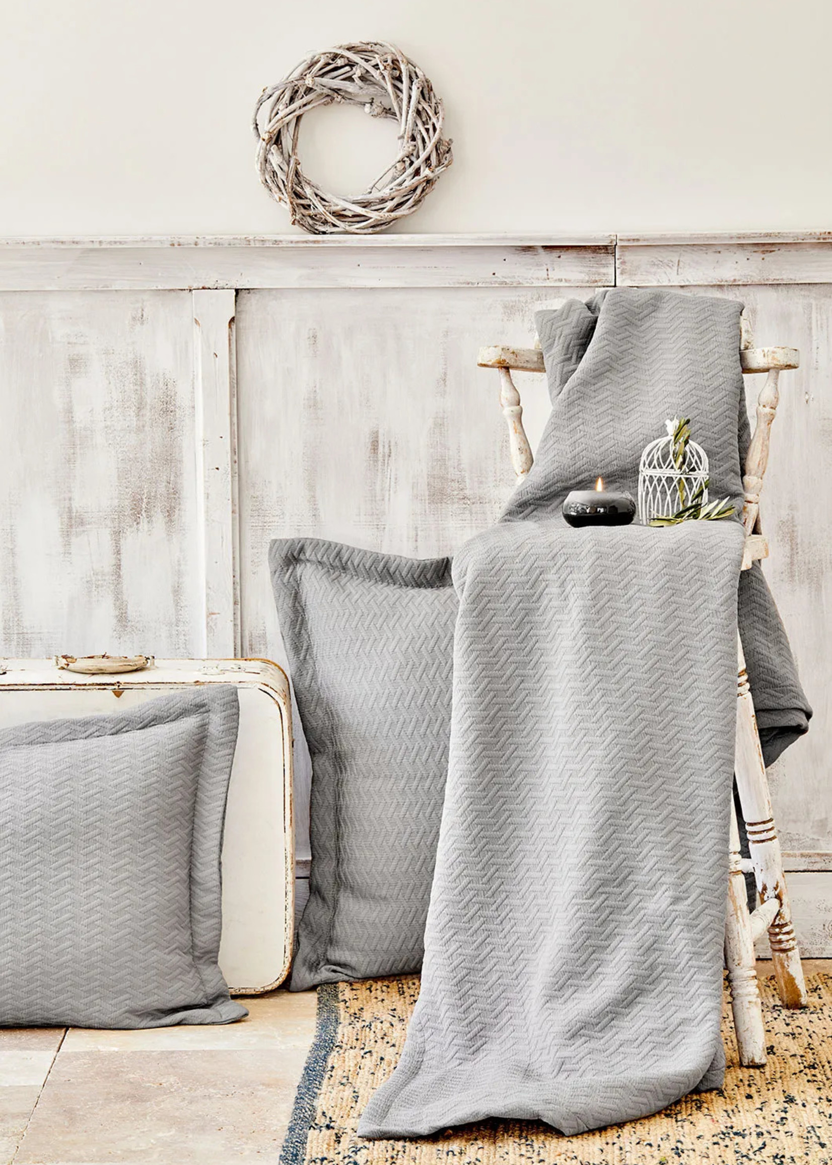 Karaca Home Charm Bold Gray Double Bedspread Set