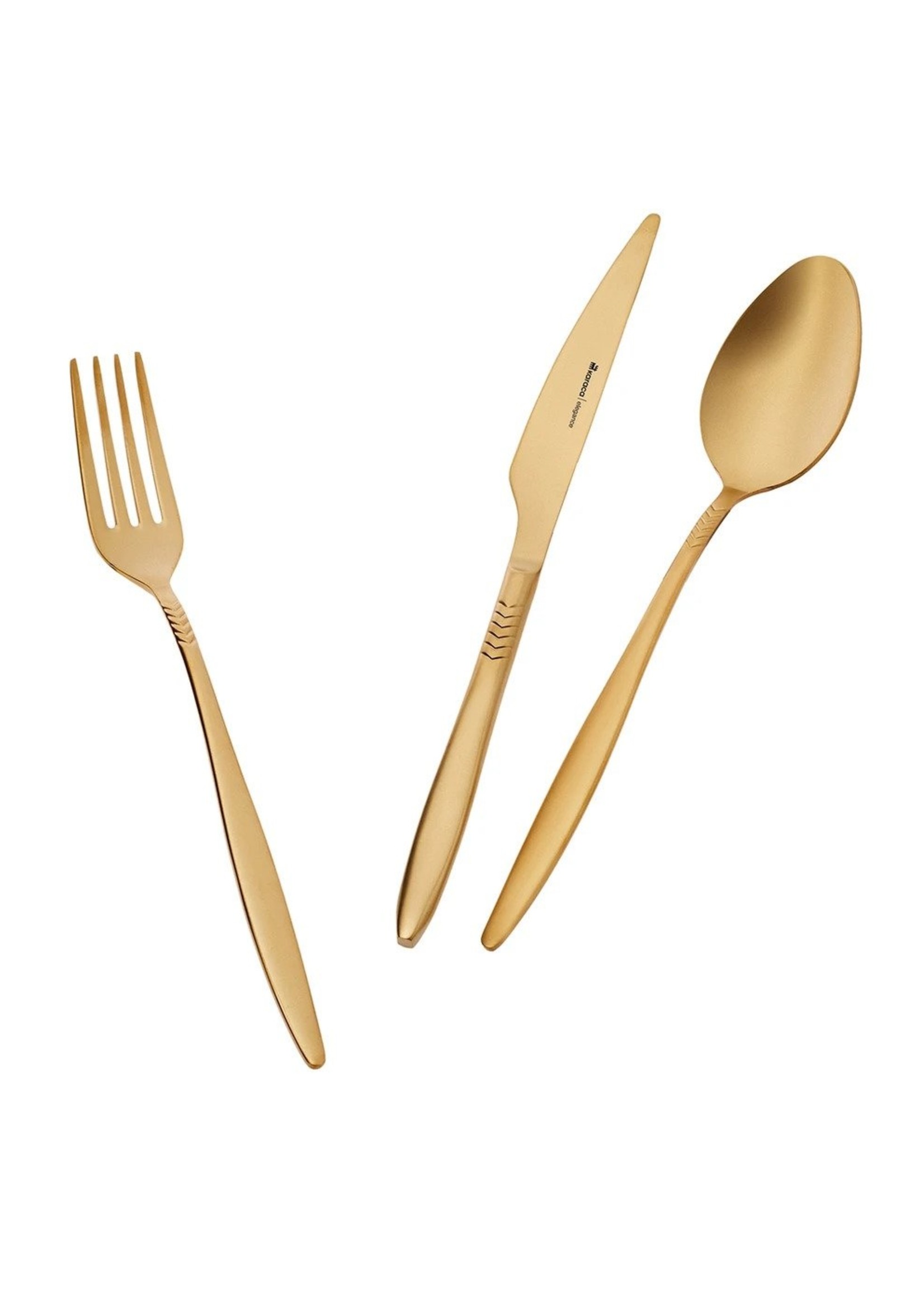 Karaca Laurel Matte Gold 42 Pieces 6 Person Boxed Cutlery Set