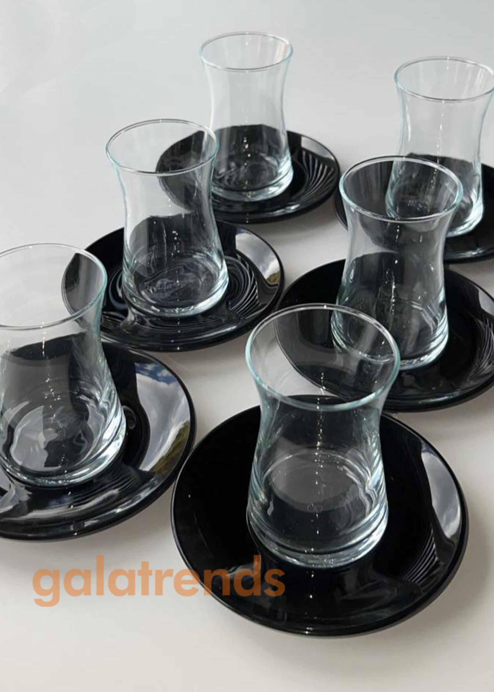 Paşabahçe 6 Piece Heybeli Tea Set Black