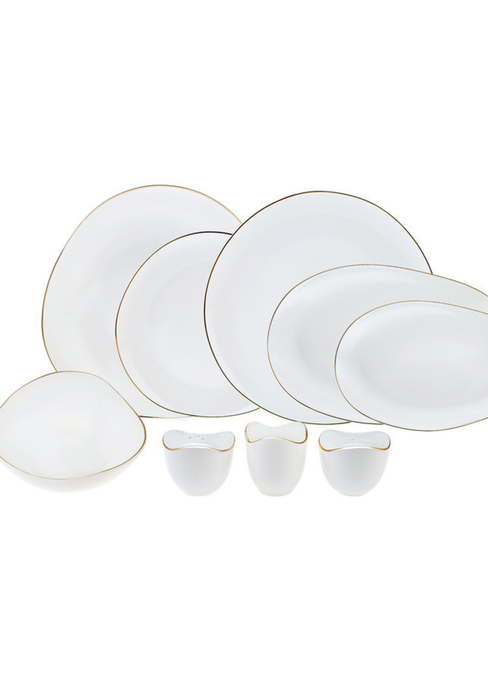Karaca Middle Streamline Gold 56 Pieces 12 Person Dinnerware