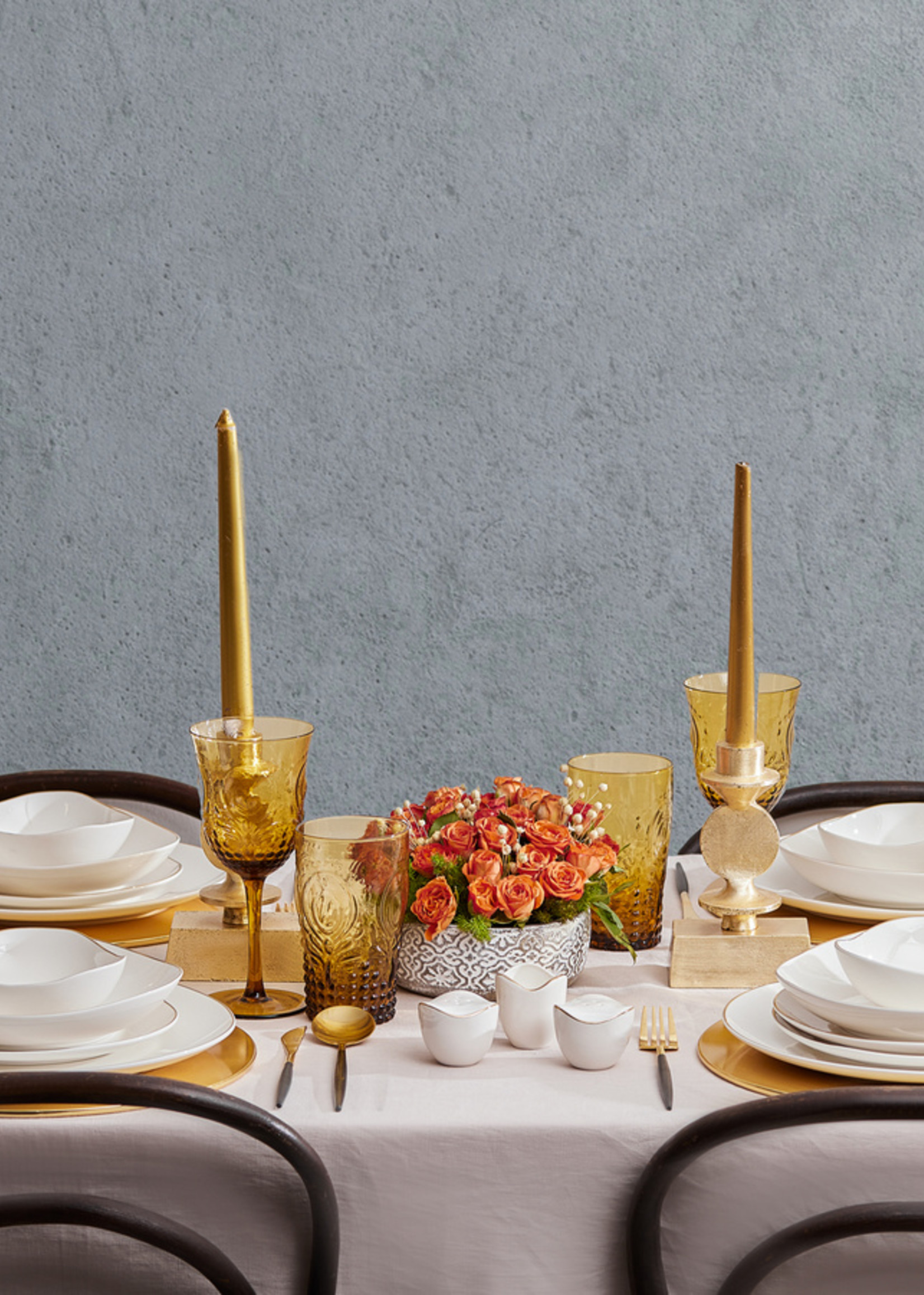 Karaca Middle Streamline Gold 56 Pieces 12 Person Dinnerware