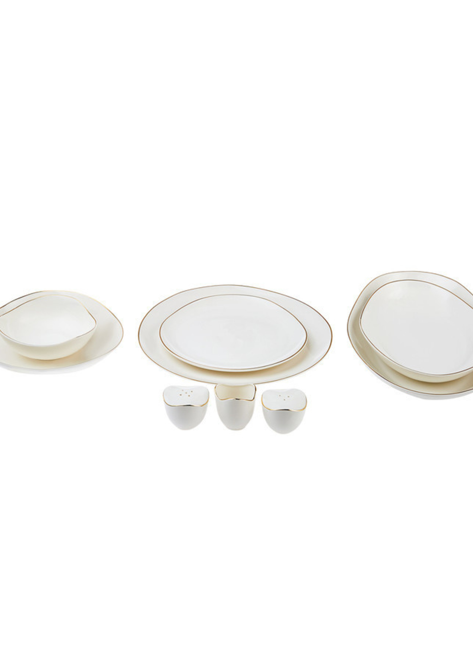 Karaca Middle Streamline Gold 56 Pieces 12 Person Dinnerware