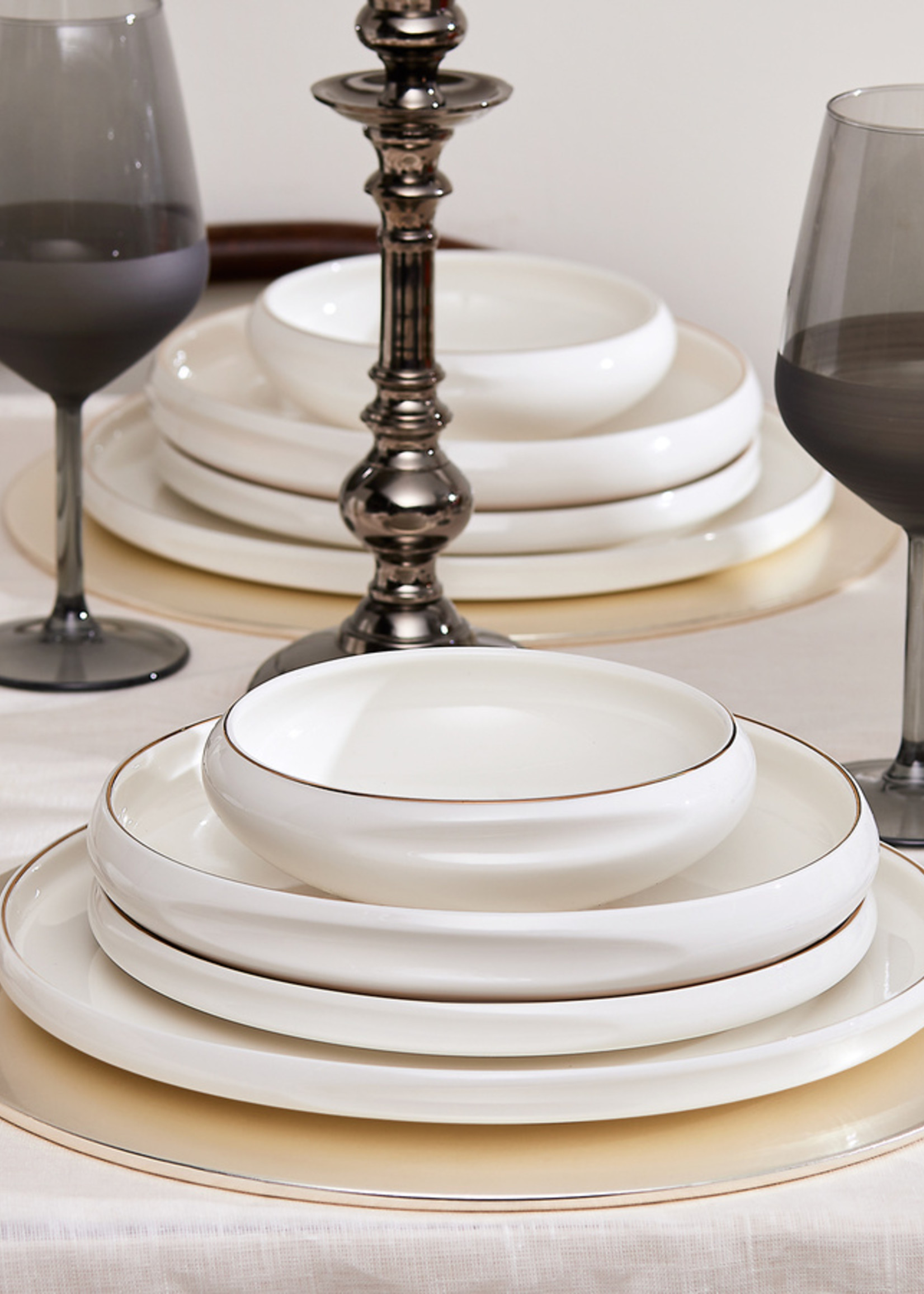 Karaca Streamline Sunset Gold 59 Pieces 12 Person Porcelain Dinnerware
