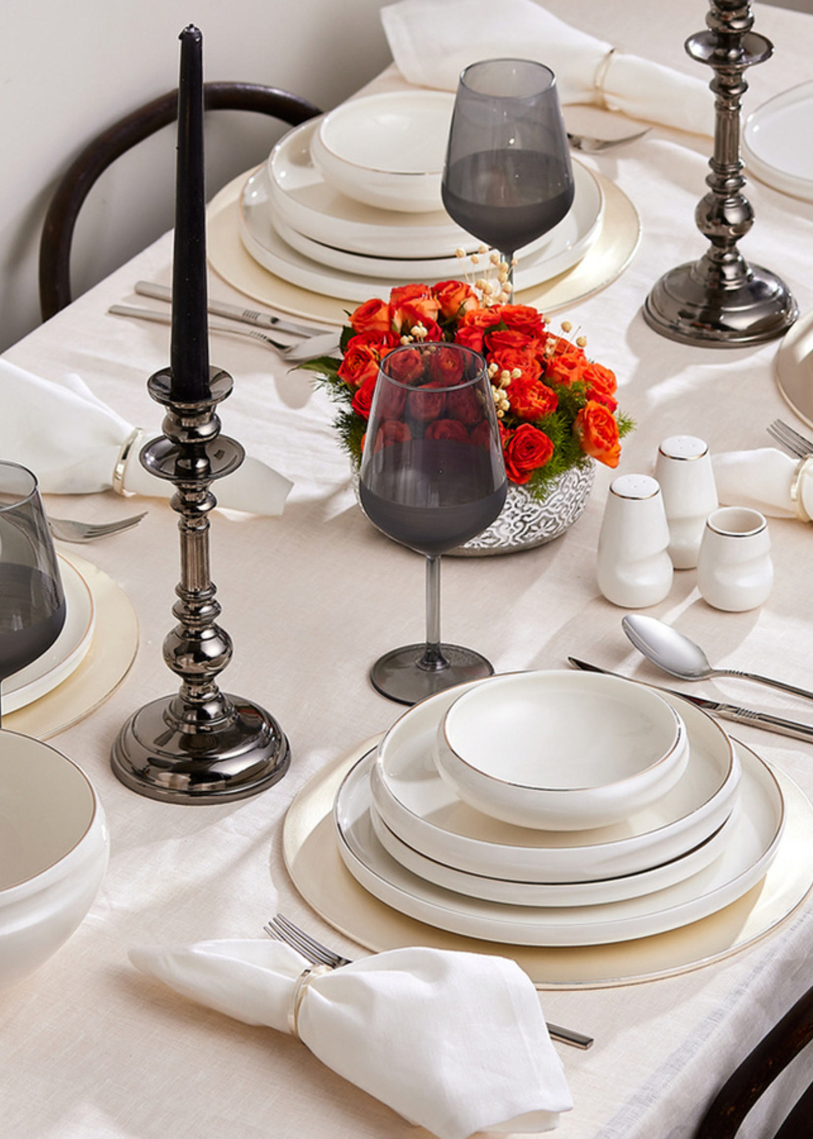 Karaca Streamline Sunset Gold 59 Pieces 12 Person Porcelain Dinnerware