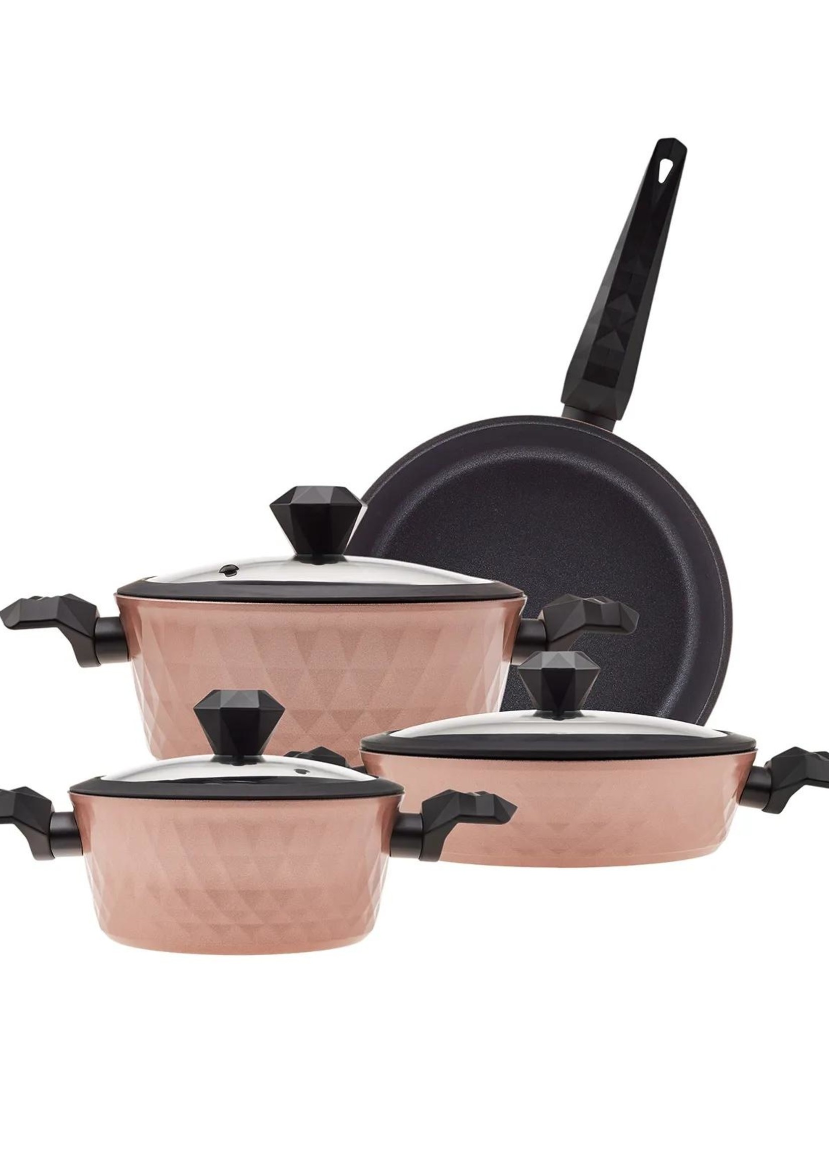Karaca Bio Diamond Antibacterial Handle Rose Gold 7 Pieces Induction Cookware Set