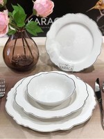 Karaca Almond Black Line 24 Pieces 6 Person Dinnerware