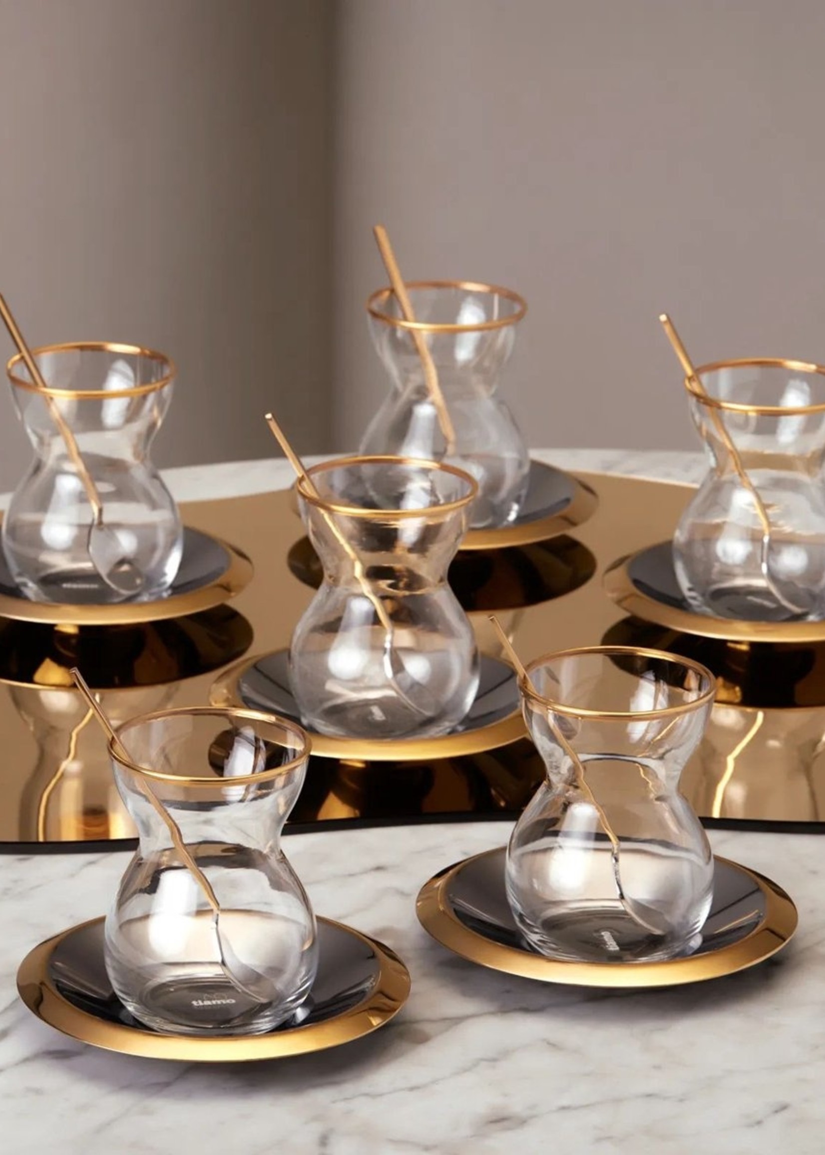 Karaca Pera Gold 18 Piece Tea Set