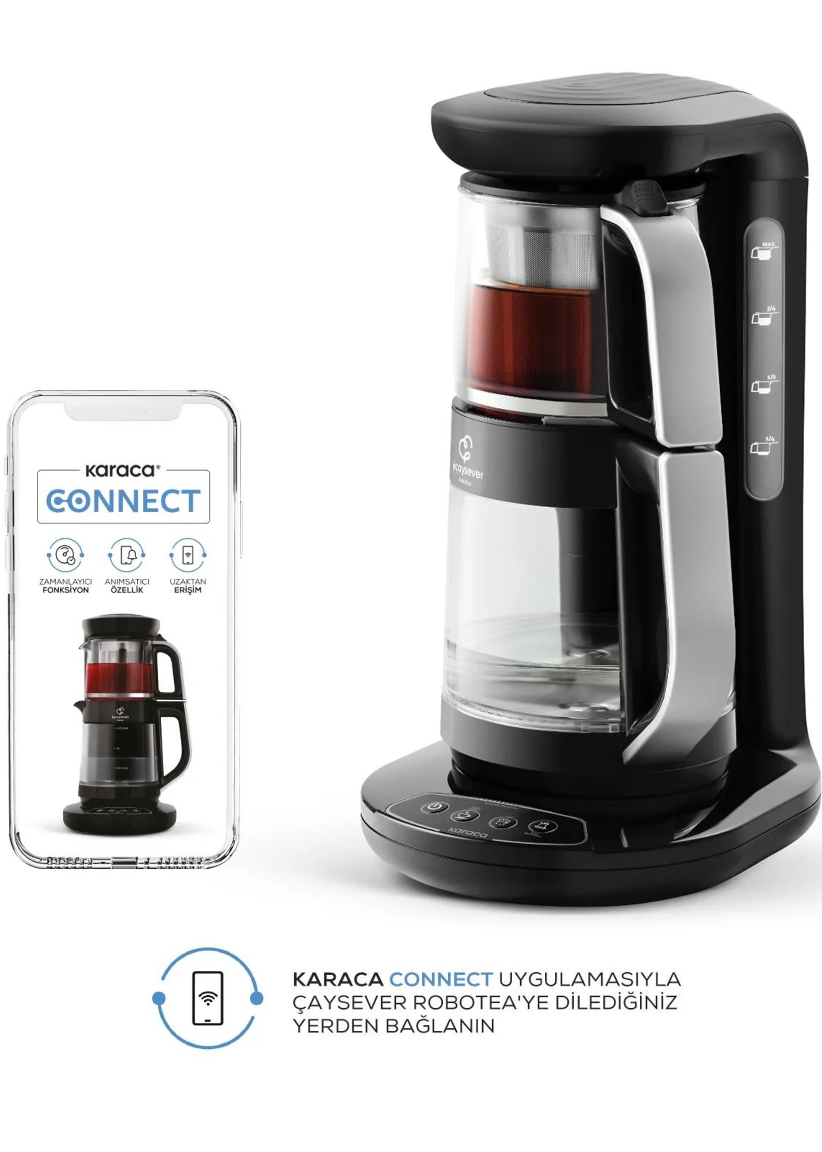 Karaca Çaysever Robotea Connect Tea Maker Chrome