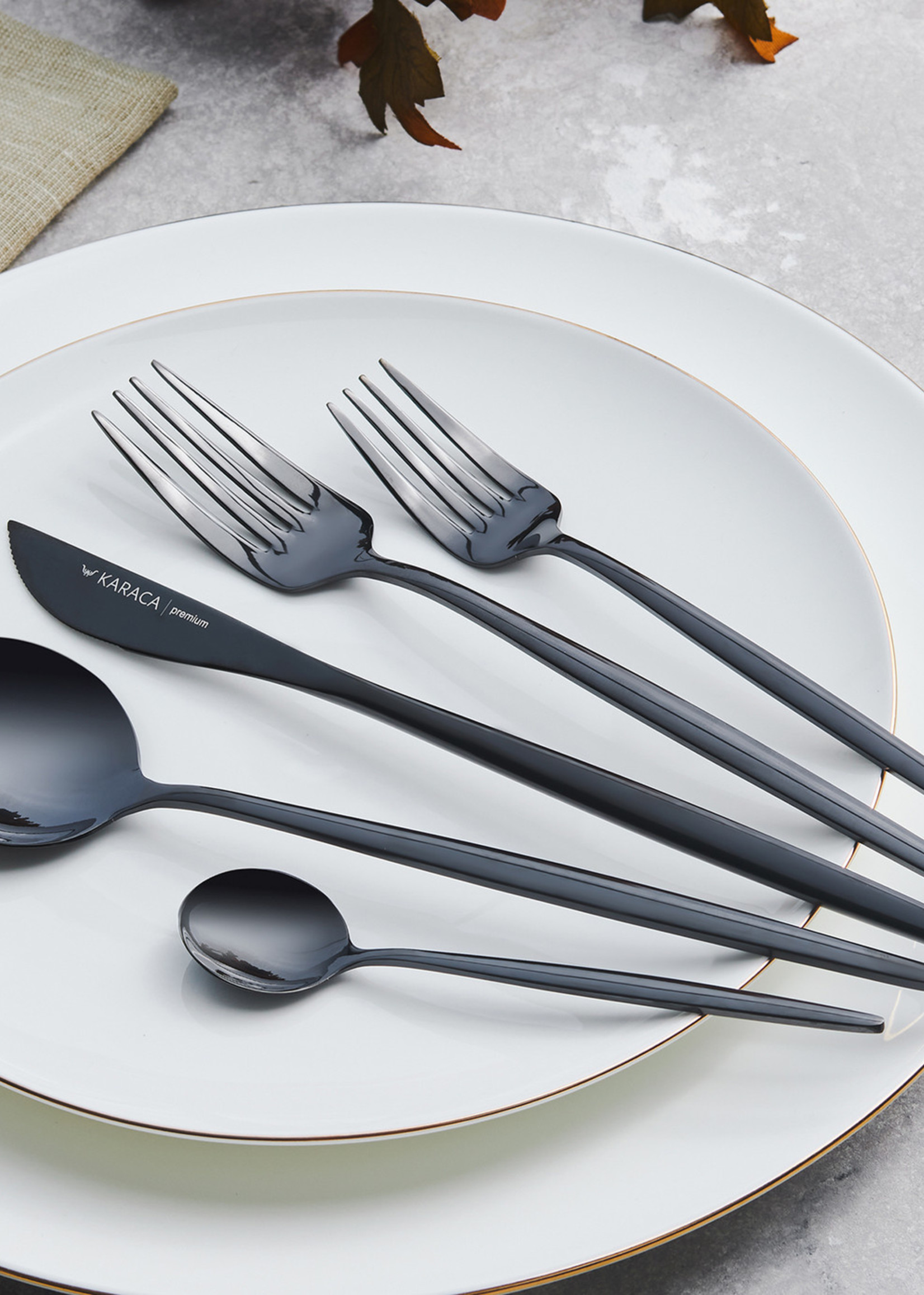 Karaca Orion Shiny Black 30 Pcs Cutlery Set for 6 Persons