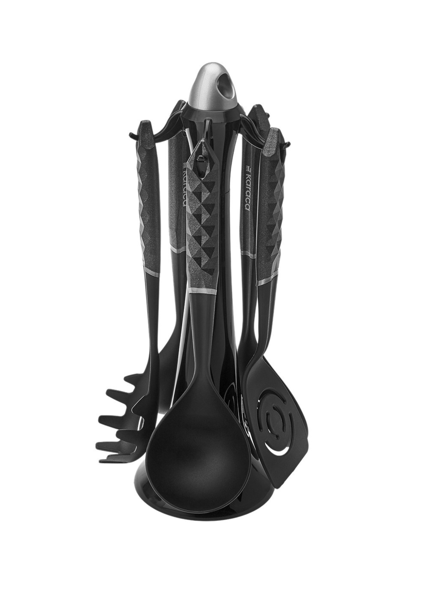 Karaca Diamond Gray 6 Pcs Serving Set with Stand
