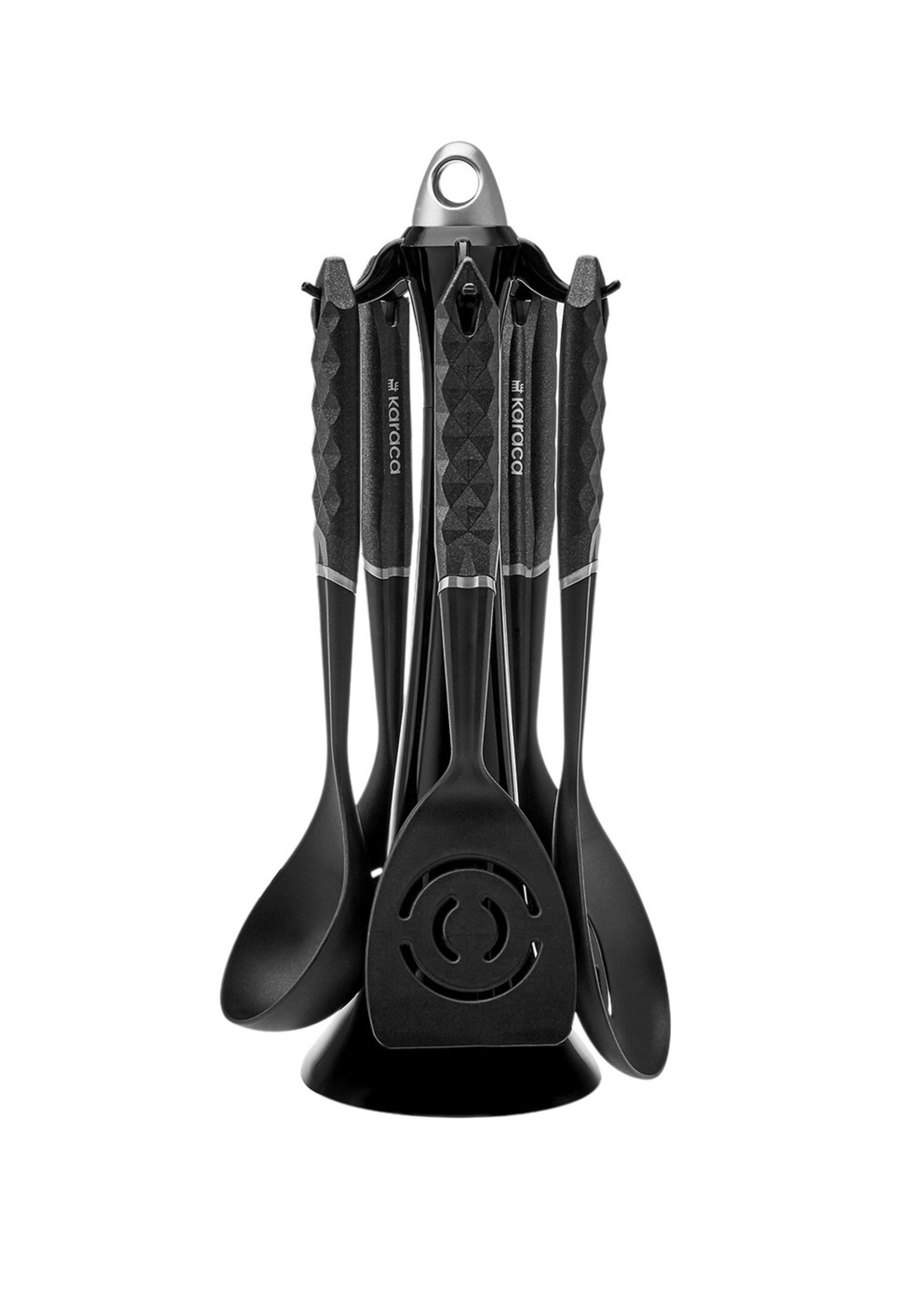 Karaca Diamond Gray 6 Pcs Serving Set with Stand