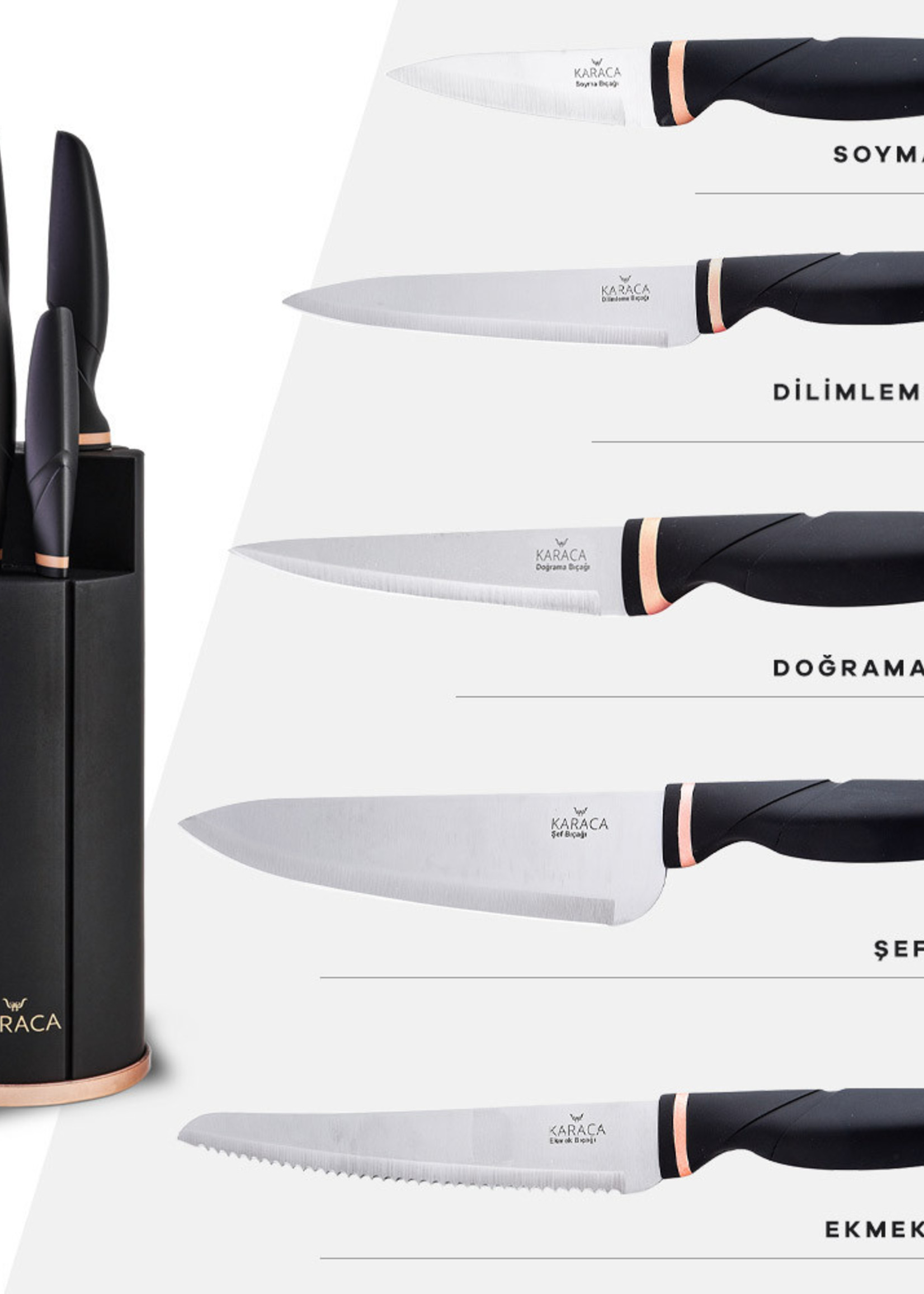 Karaca Proofcut 6 Piece Black Knife Set