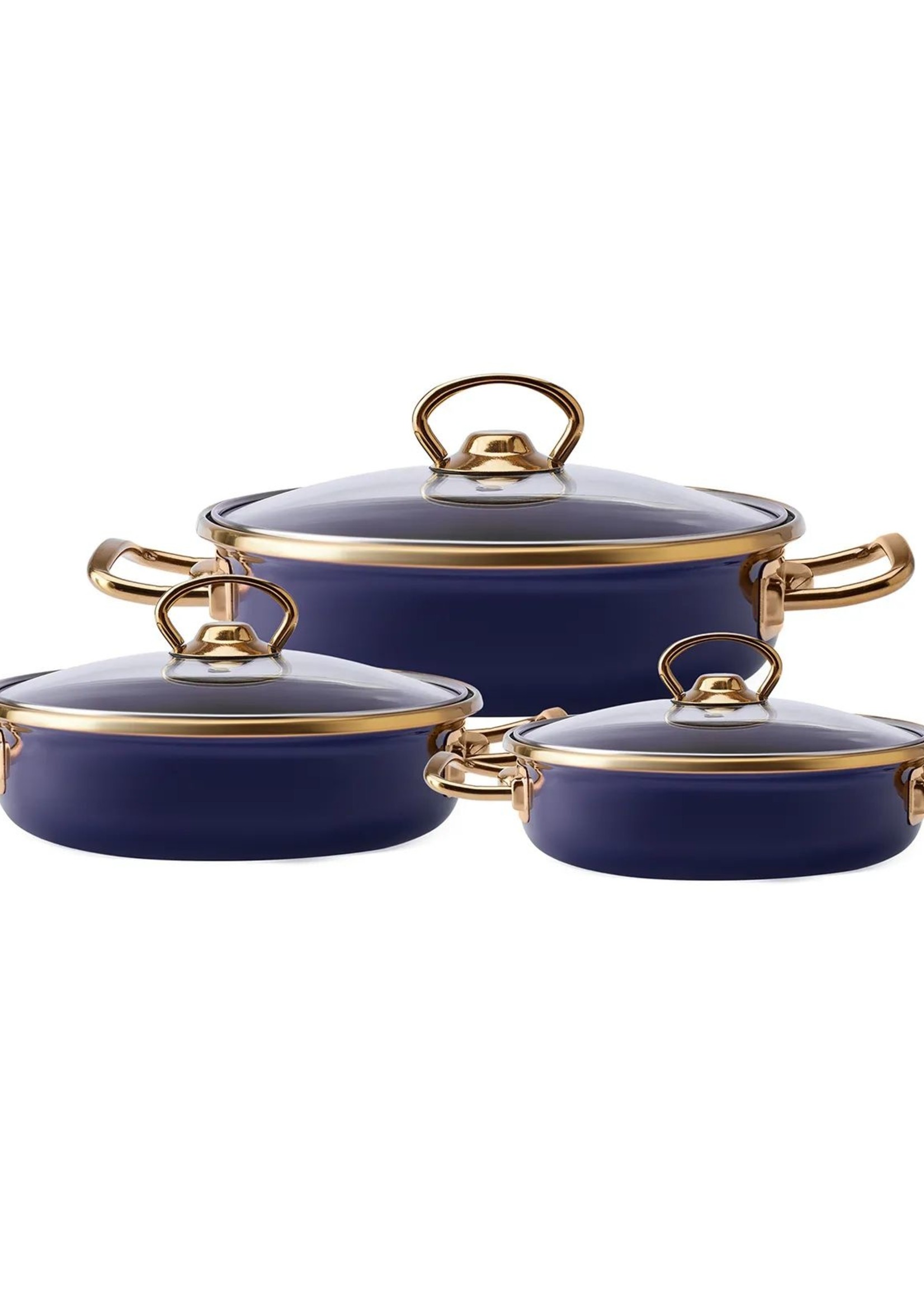 Karaca Piraye Enamel 3-Piece Cookware Set Navy Blue