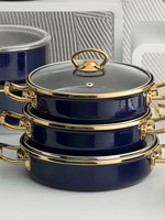 Karaca Piraye Enamel 3-Piece Cookware Set Navy Blue