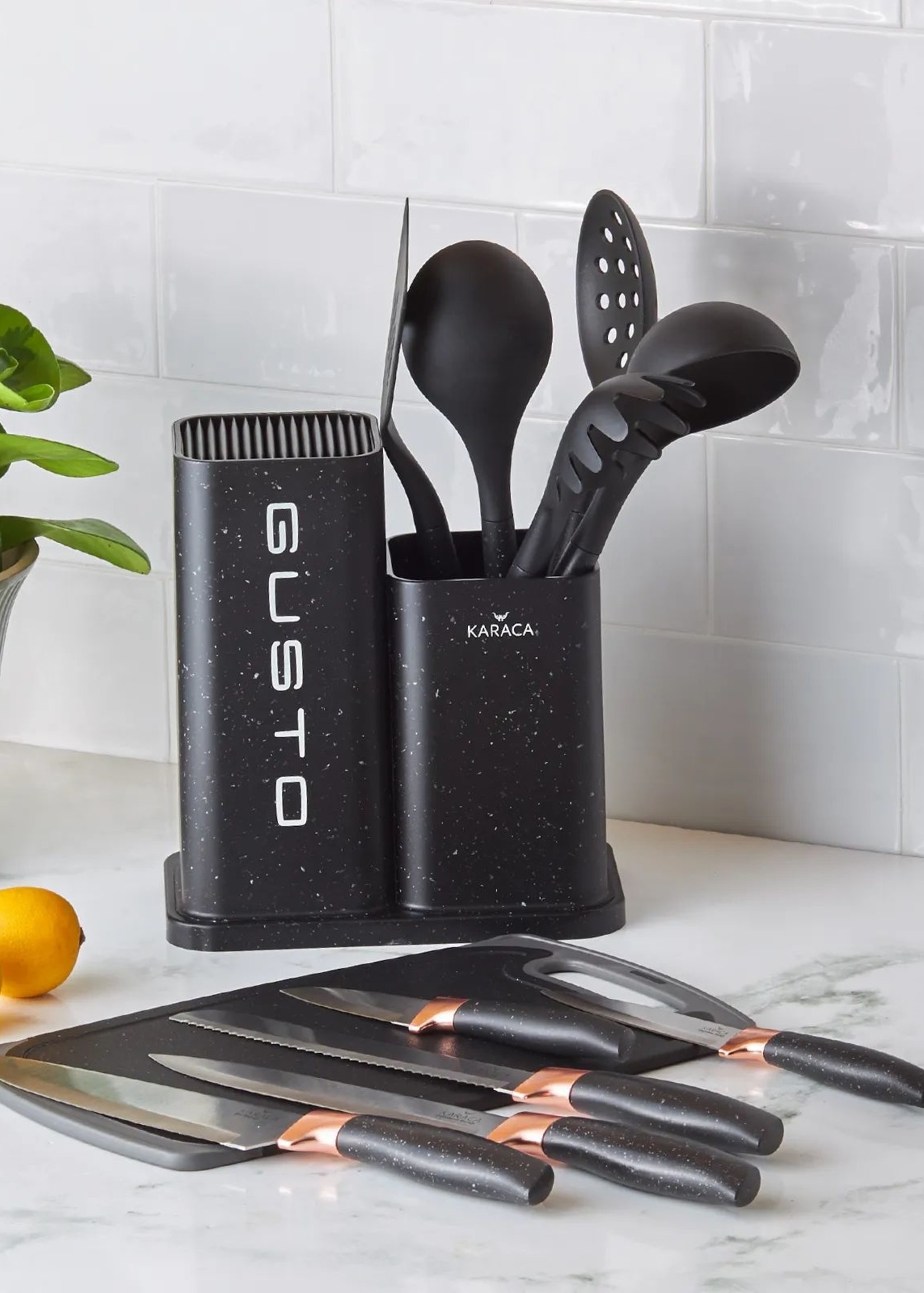 Karaca Gusto Black 12 Piece Knife/Cutting Board Set