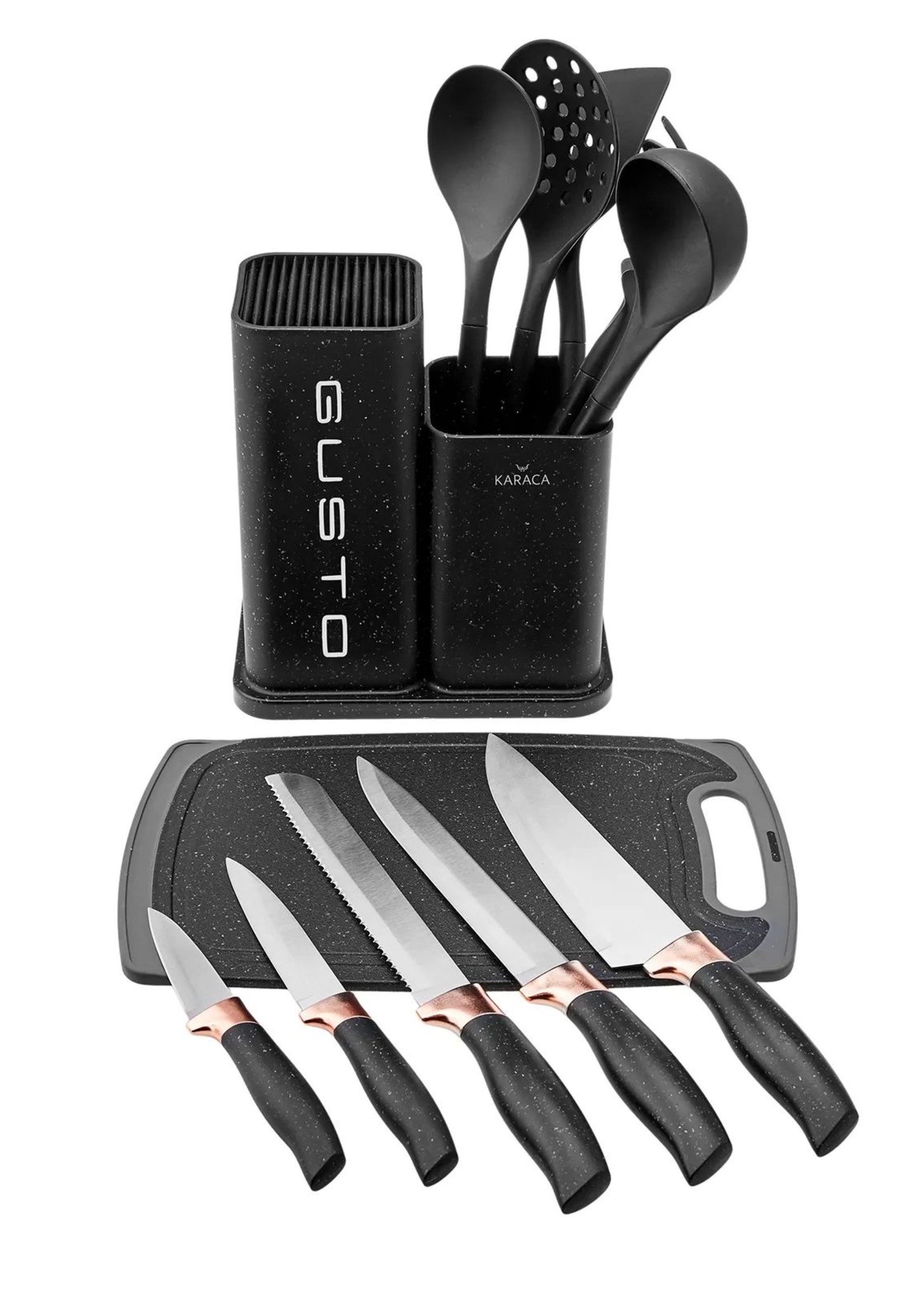 Karaca Gusto Black 12 Piece Knife/Cutting Board Set