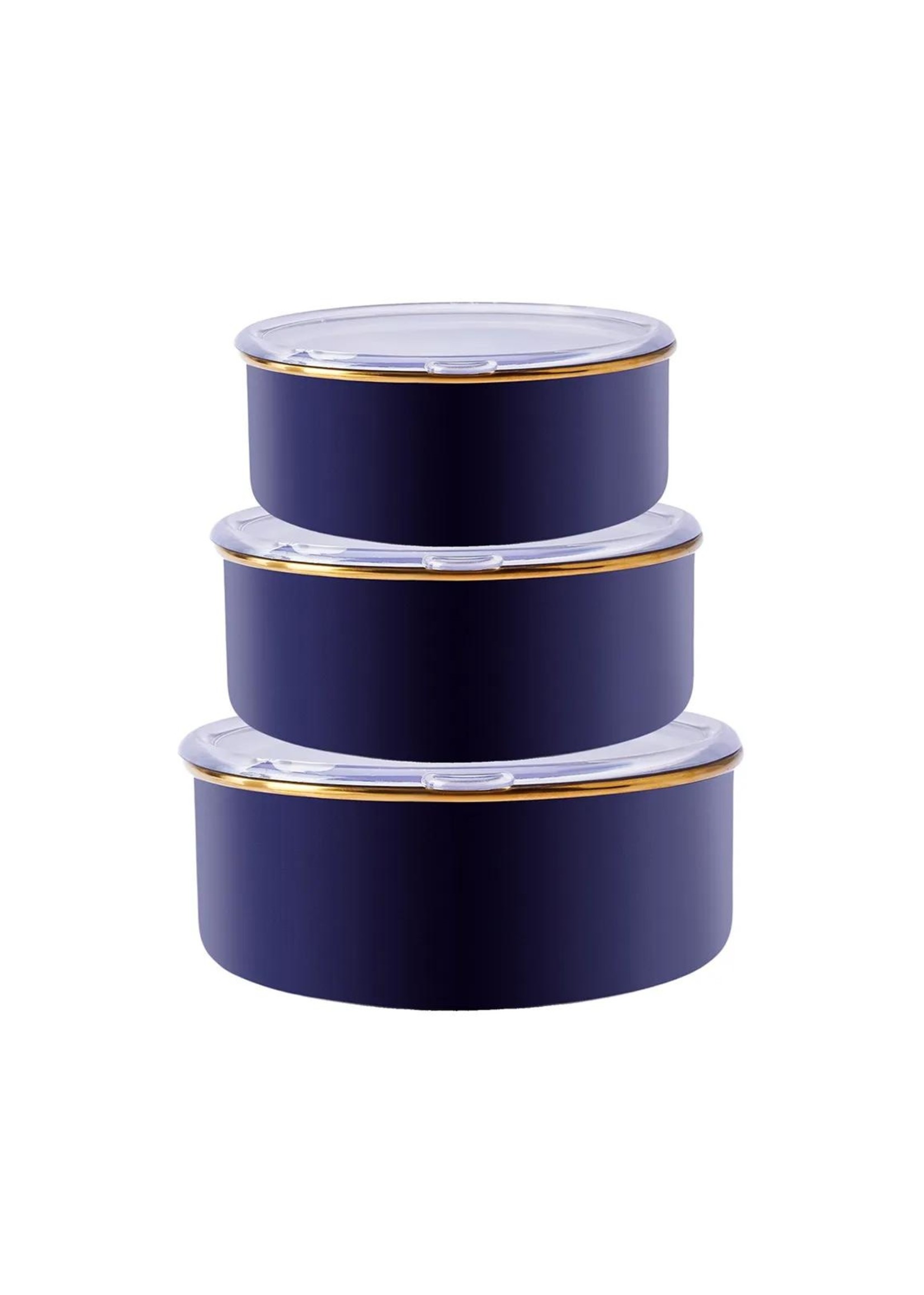 Karaca Piraye Enamel 3 Piece Storage Cup Navy blue