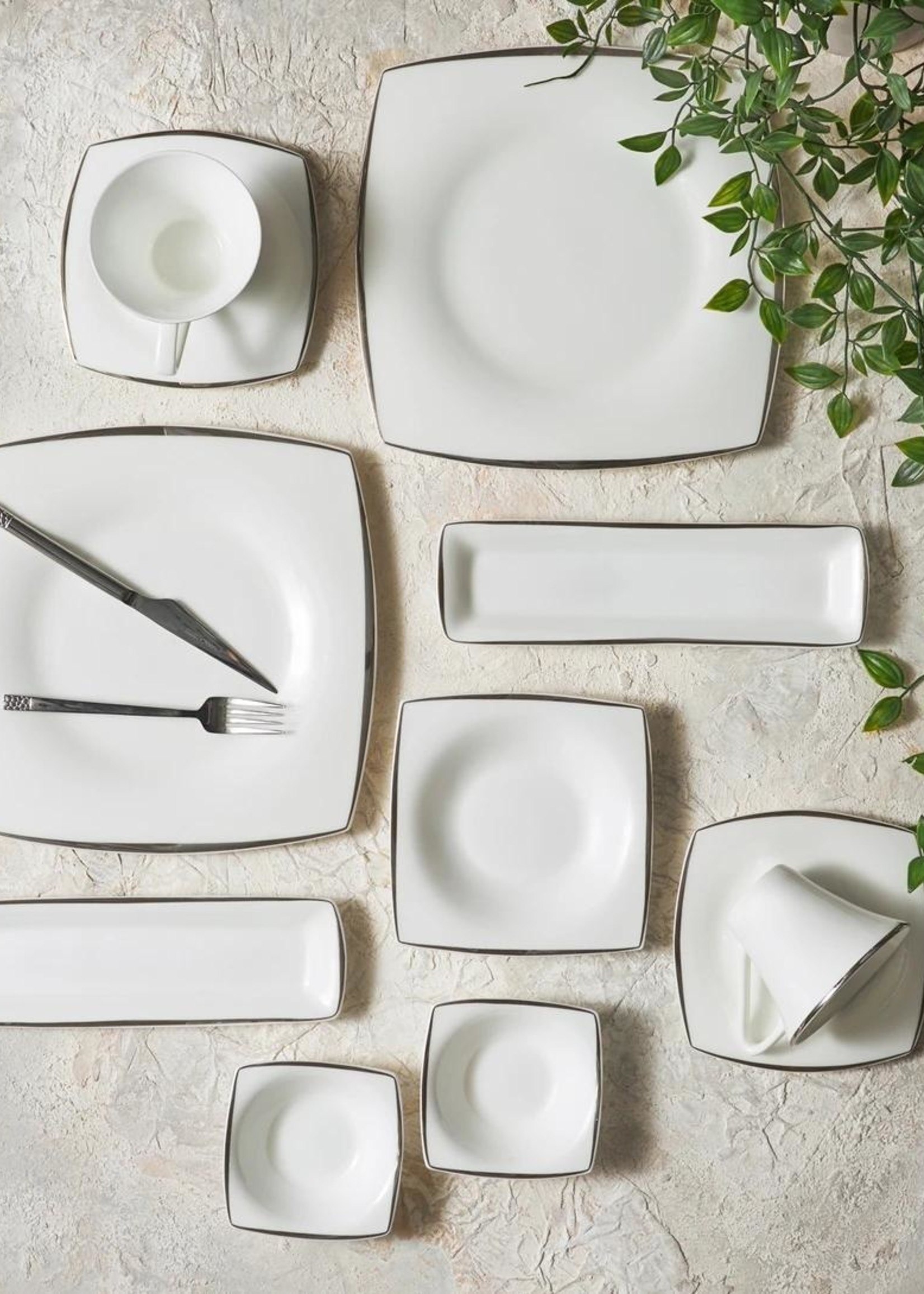 Karaca Fine Pearl Agate 26 Pieces 6 Person Square Pearl Breakfast Set