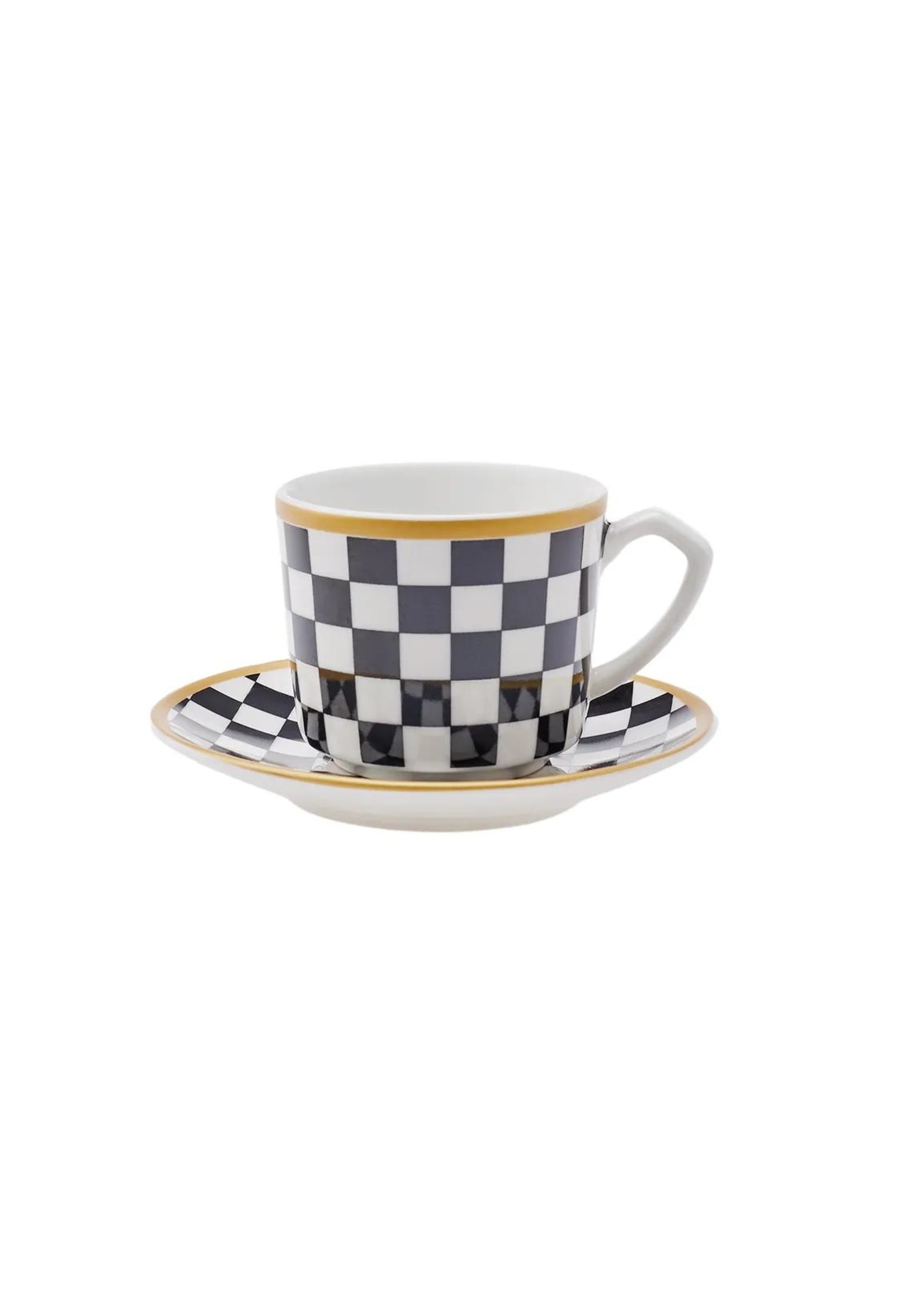 Karaca Chekers Set of 6 Coffee Cups 80 ml