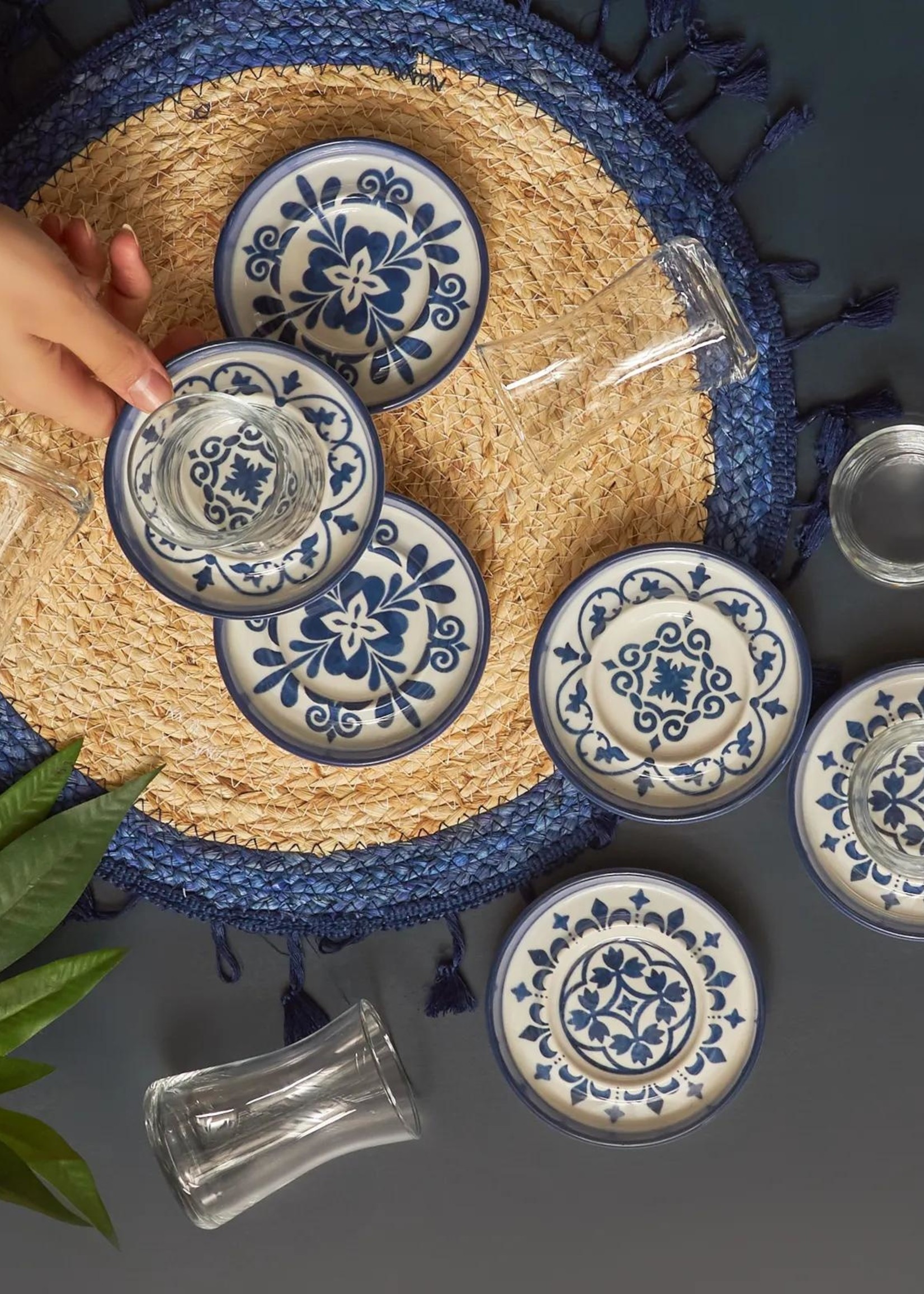 Karaca Zeher Blue 12 Pieces Tea Set for 6 Persons