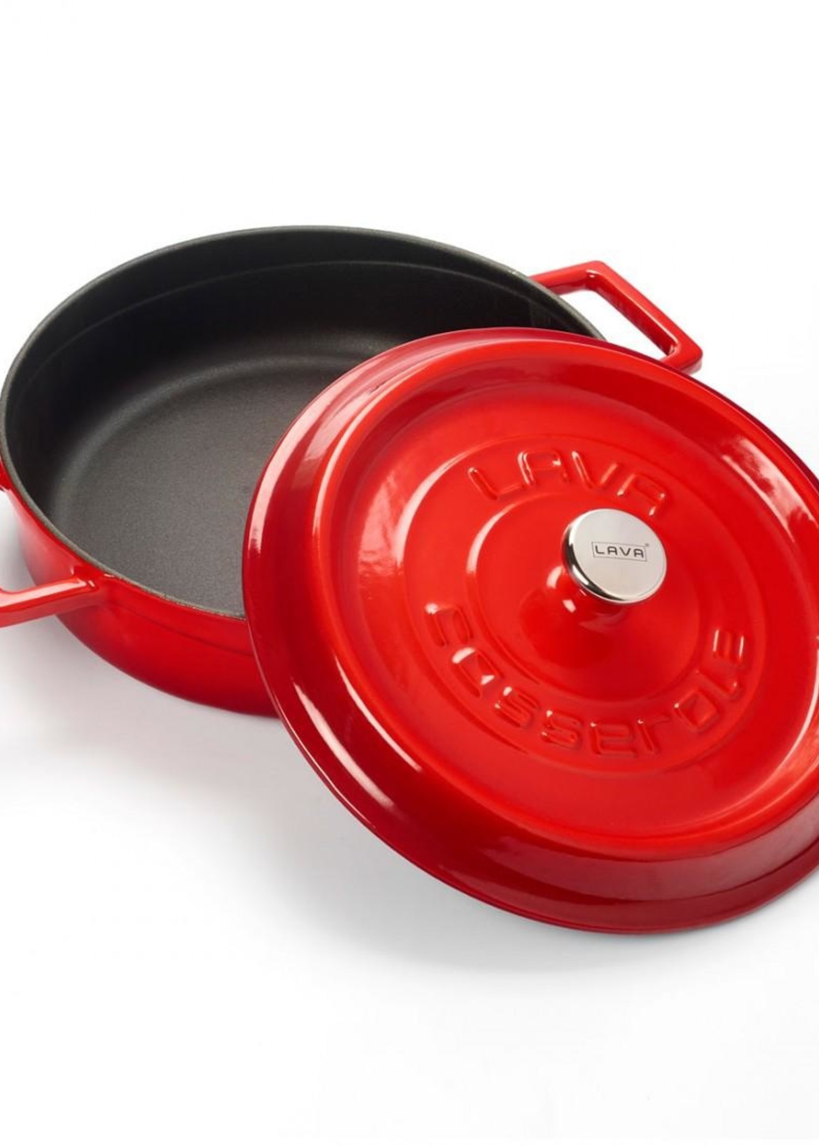 Lava Cast Iron Multi-Purpose Flat Pot Red 24 cm LV Y ST 24 K2