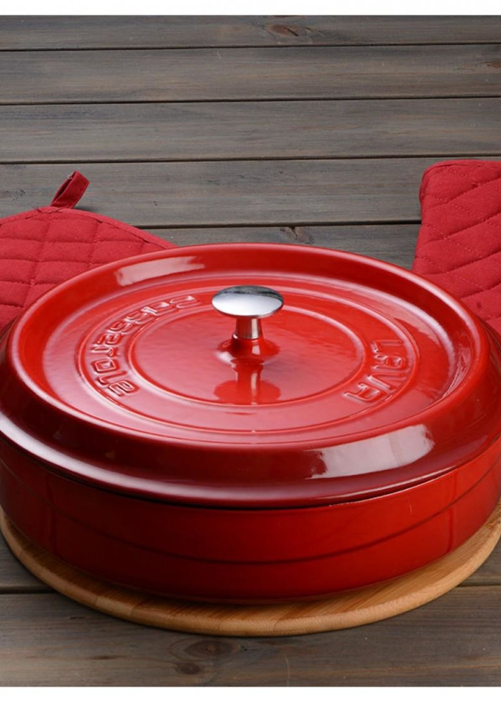 Lava Cast Iron Multi-Purpose Flat Pot Red 24 cm LV Y ST 24 K2
